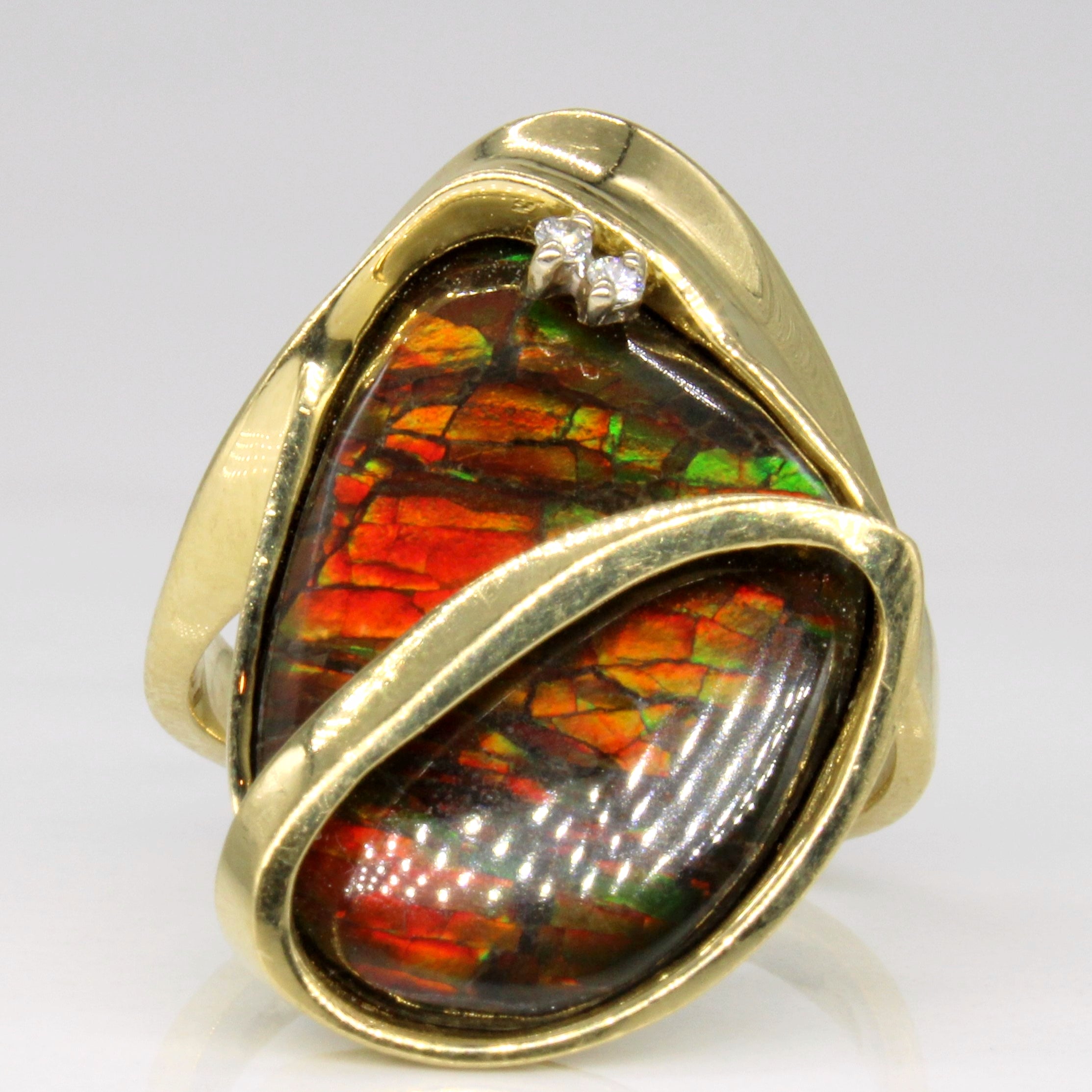 Ammolite & Diamond Cocktail Ring | 6.00ct, 0.02ctw | SZ 6.75 |