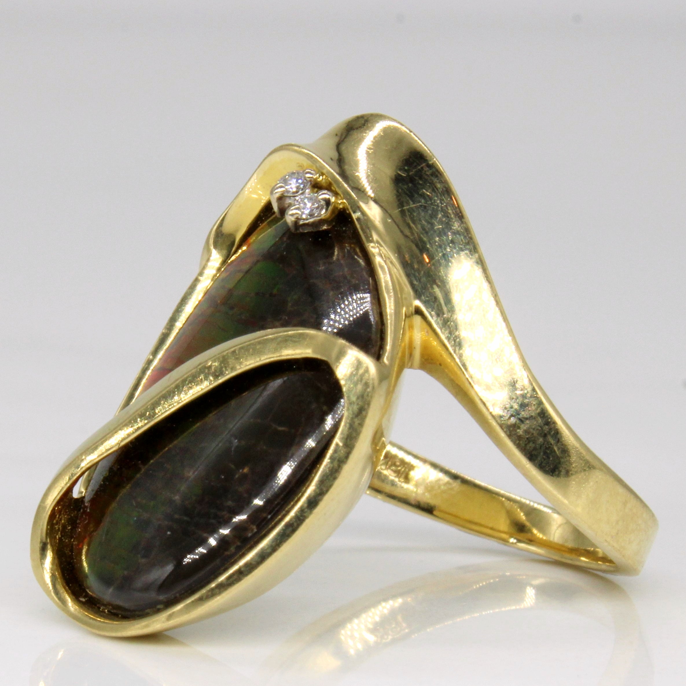 Ammolite & Diamond Cocktail Ring | 6.00ct, 0.02ctw | SZ 6.75 |