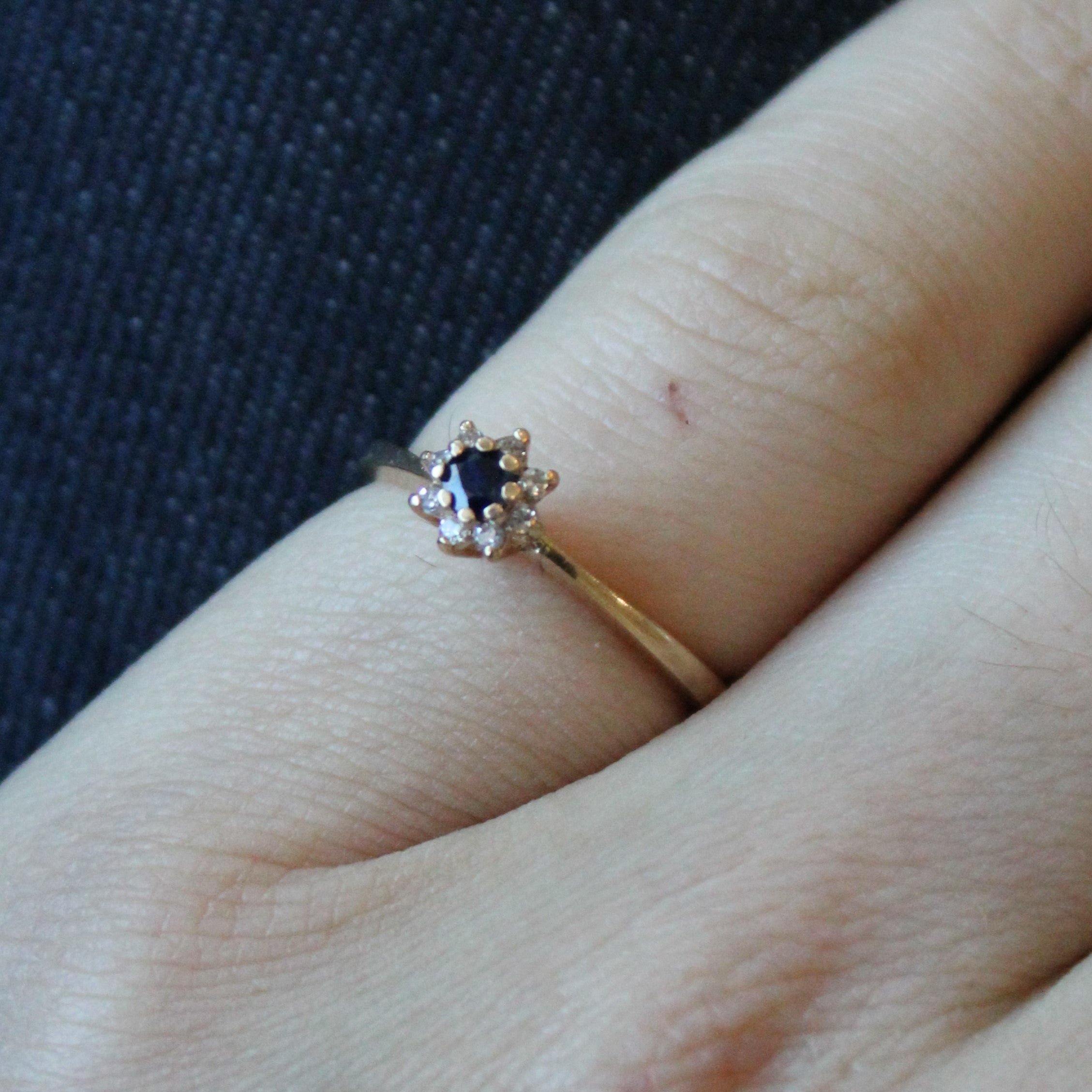 Petite Sapphire & Diamond Halo Ring | 0.13ct, 0.04ctw | SZ 5 |