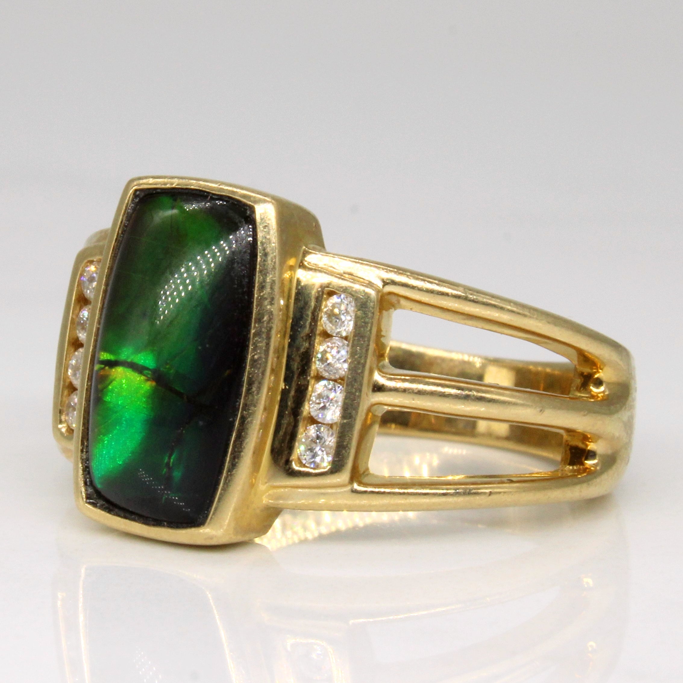 Ammolite & Diamond Cocktail Ring | 1.65ct, 0.08ctw | SZ 7.25 |