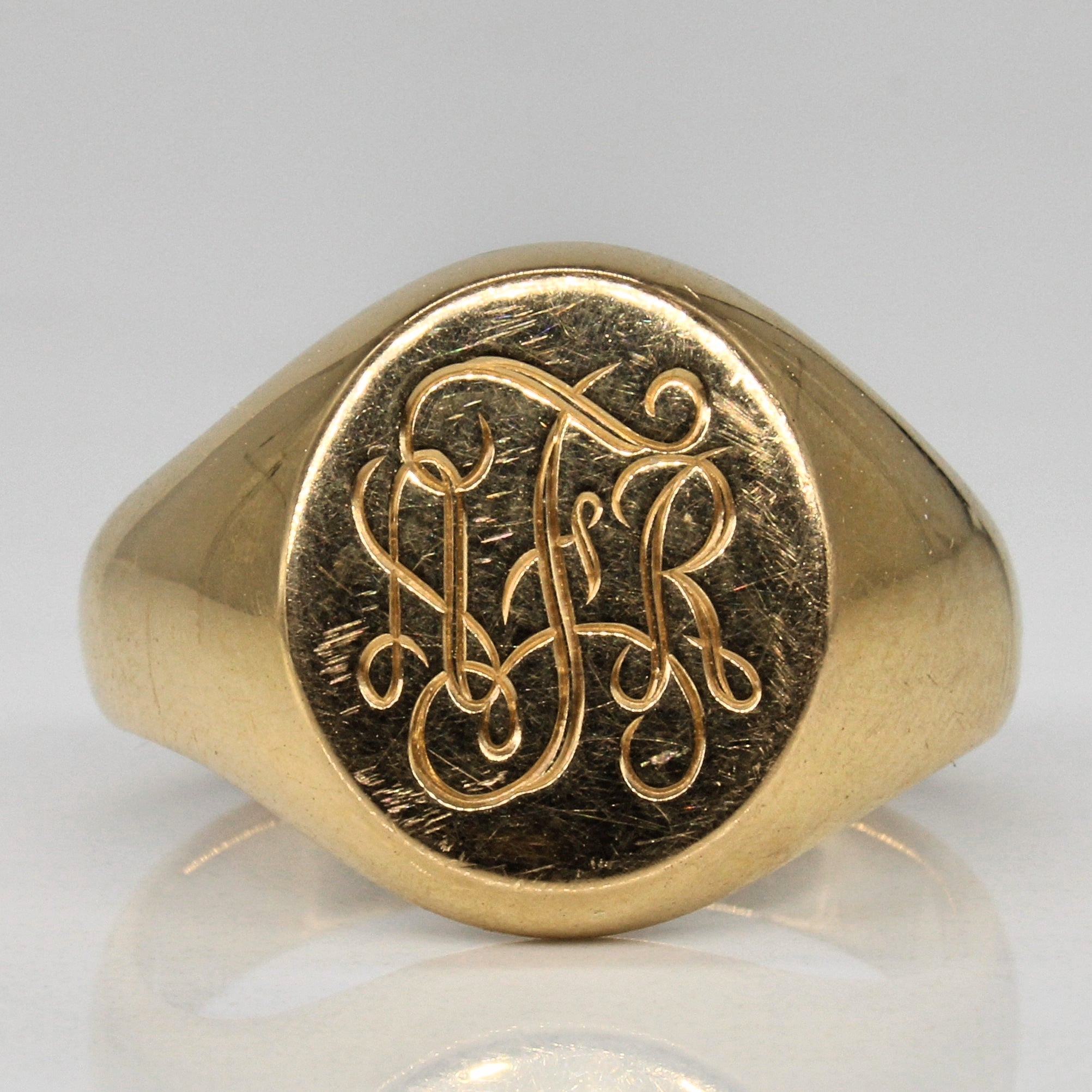 Yellow Gold 'A.F.R.' Signet Ring | SZ 7.25 |