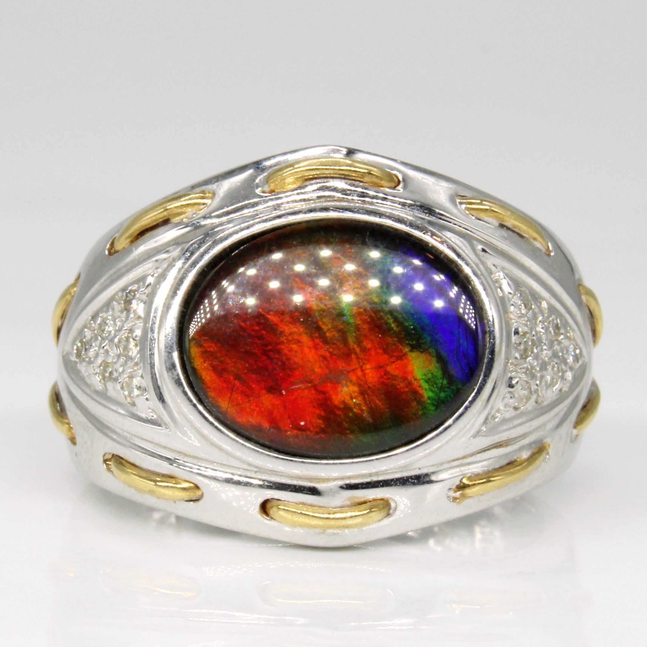 Ammolite & Diamond Cocktail Ring | 1.80ct, 0.06ctw | SZ 6.5 |
