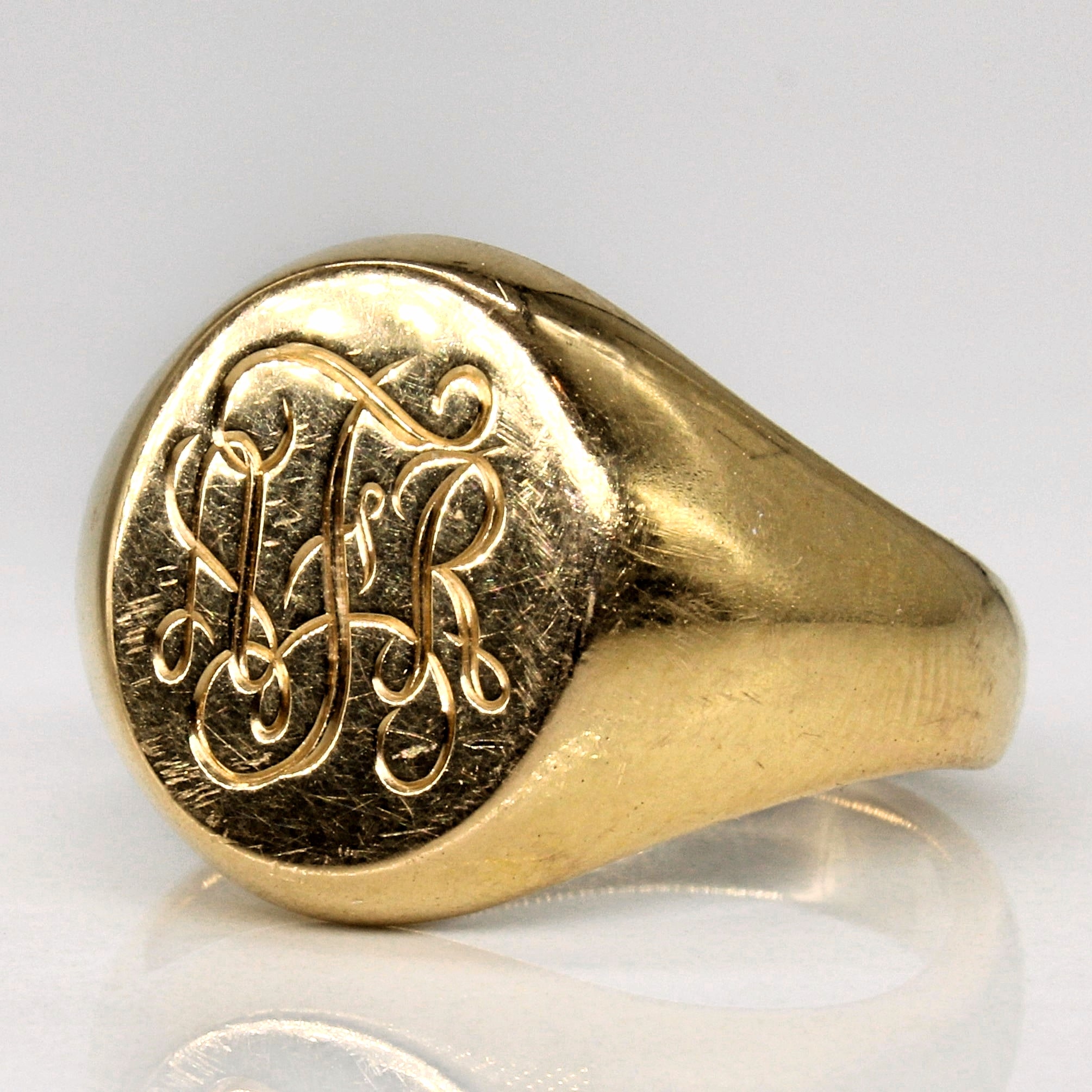 Yellow Gold 'A.F.R.' Signet Ring | SZ 7.25 |