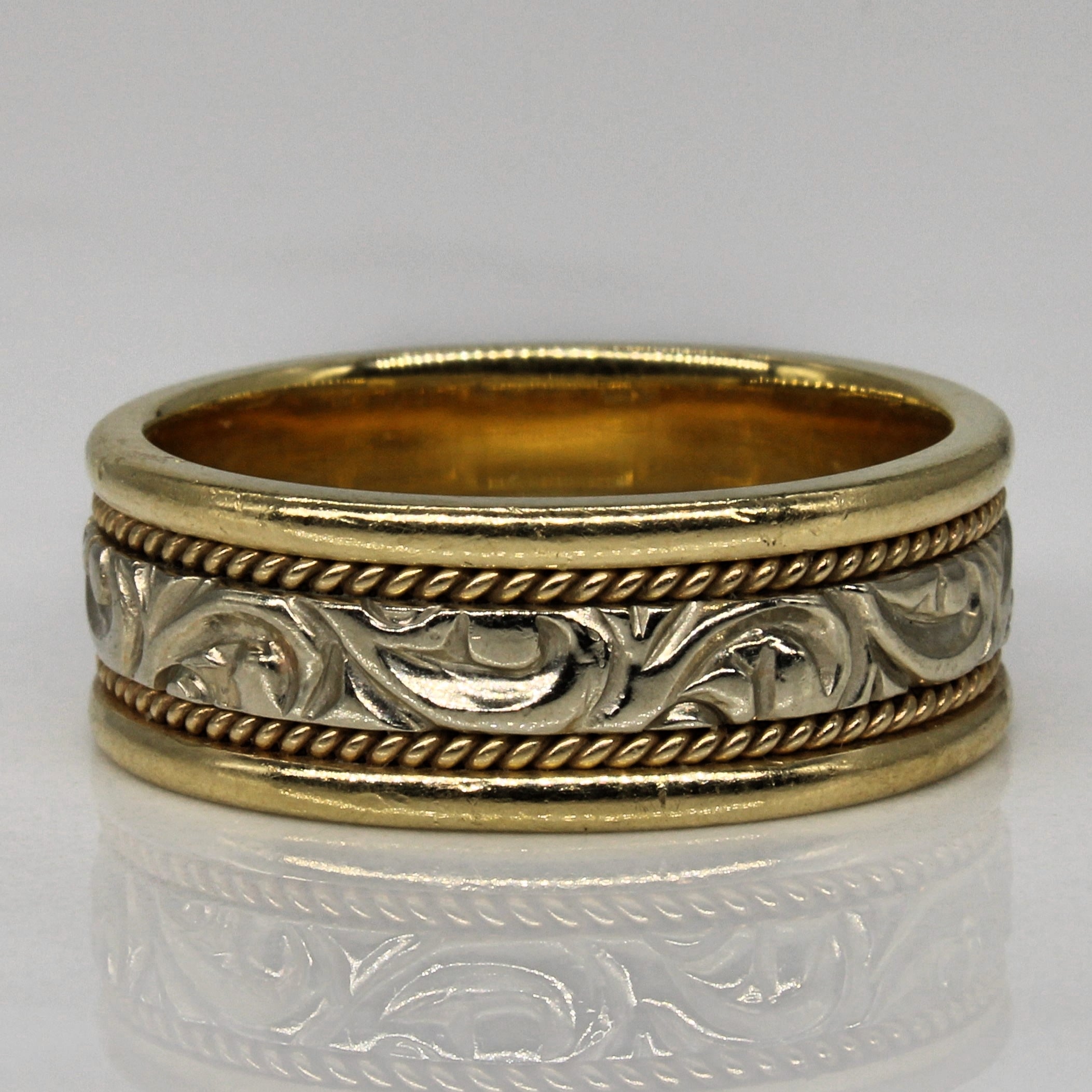 Ornate Two Tone Gold Band | SZ 8 |