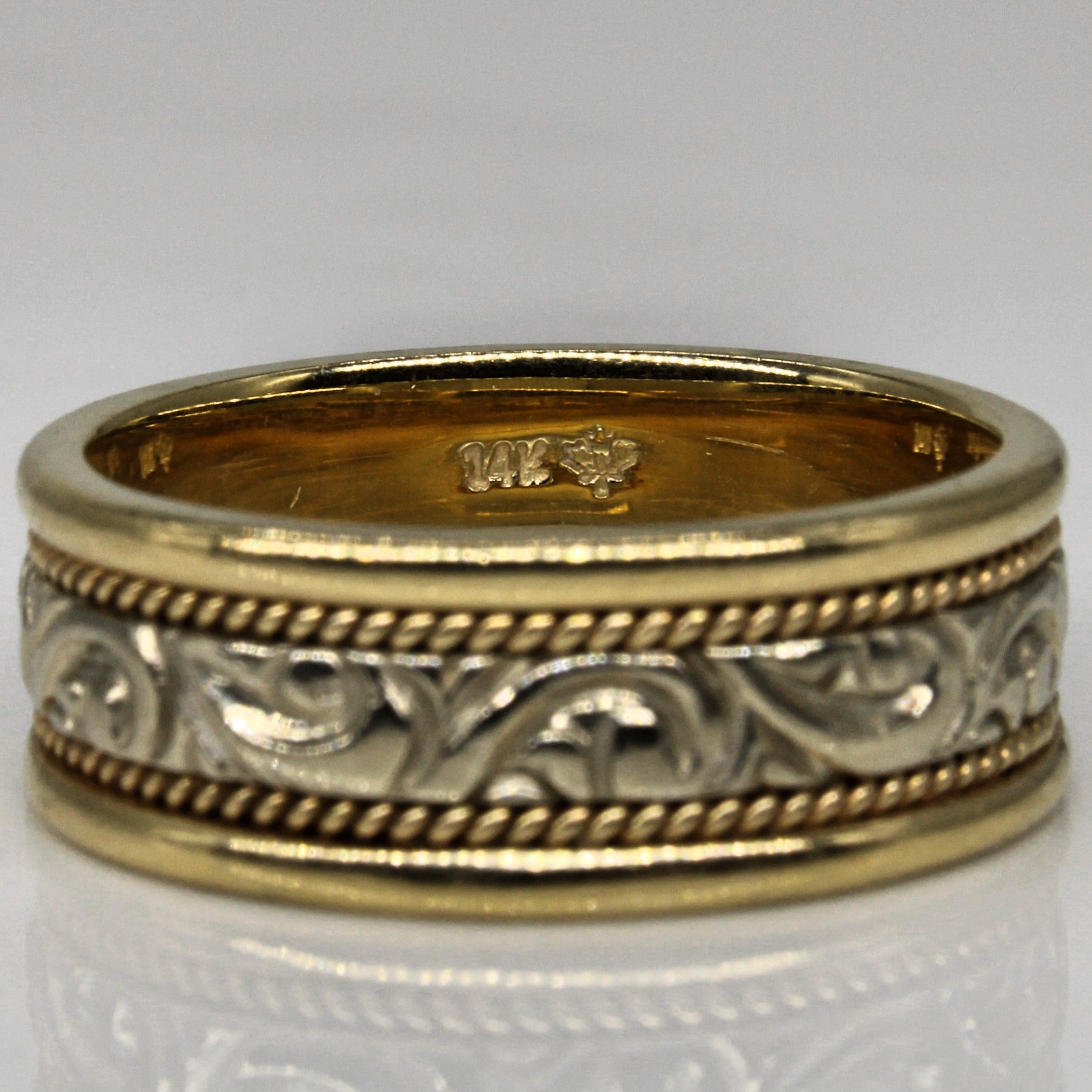 Ornate Two Tone Gold Band | SZ 8 |