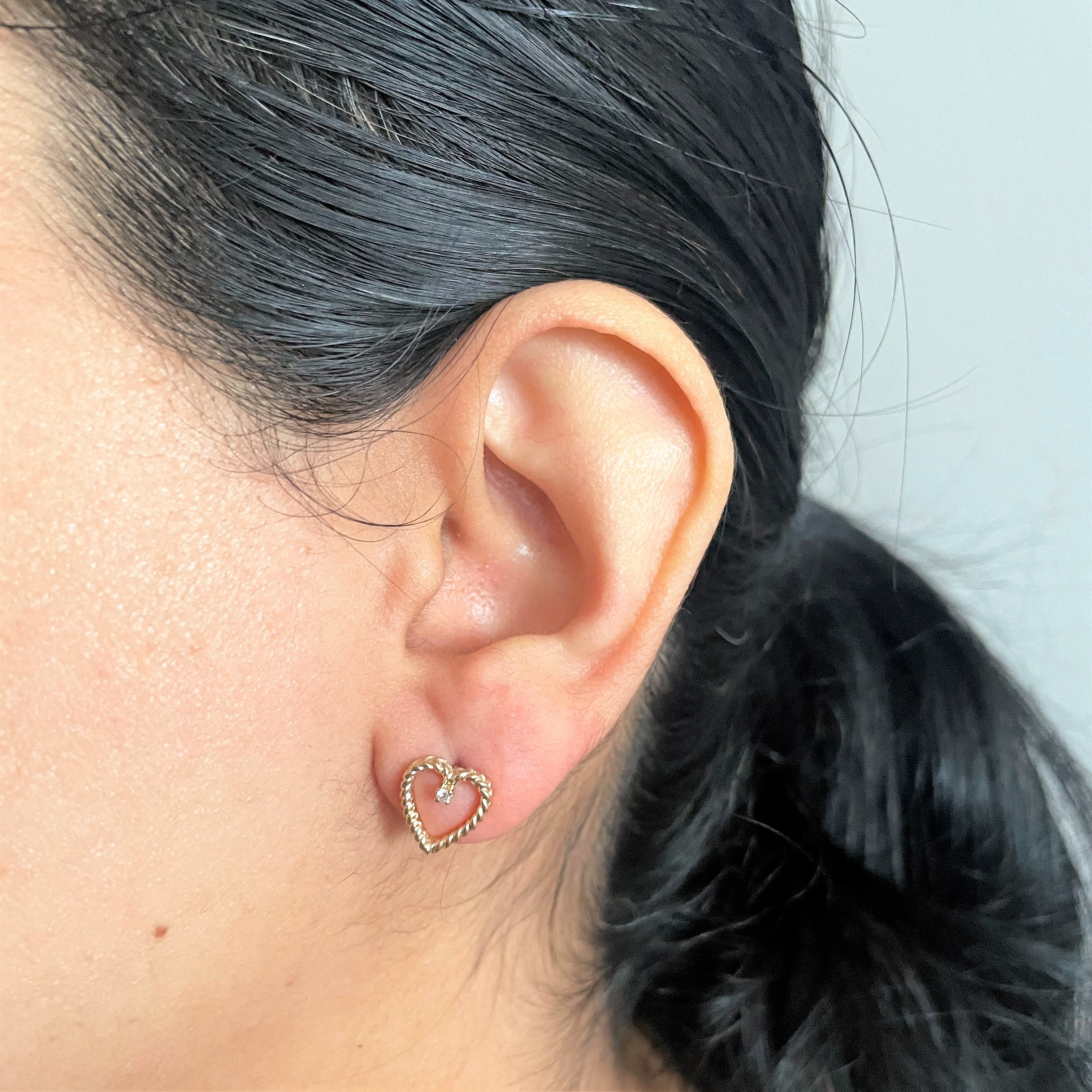 Diamond Heart Earrings | 0.03ctw |