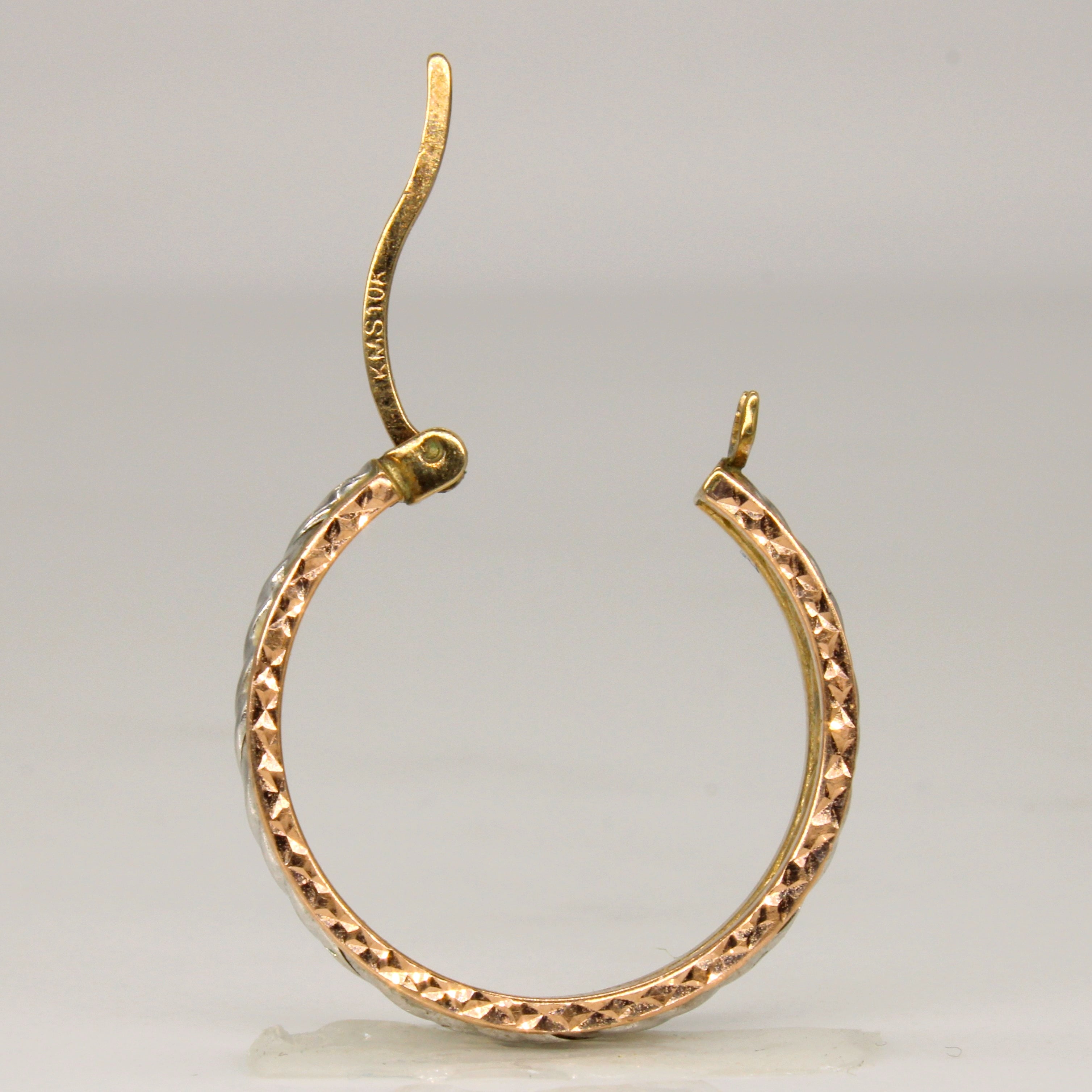 Tri Tone Gold Patterned Hoop Earrings |