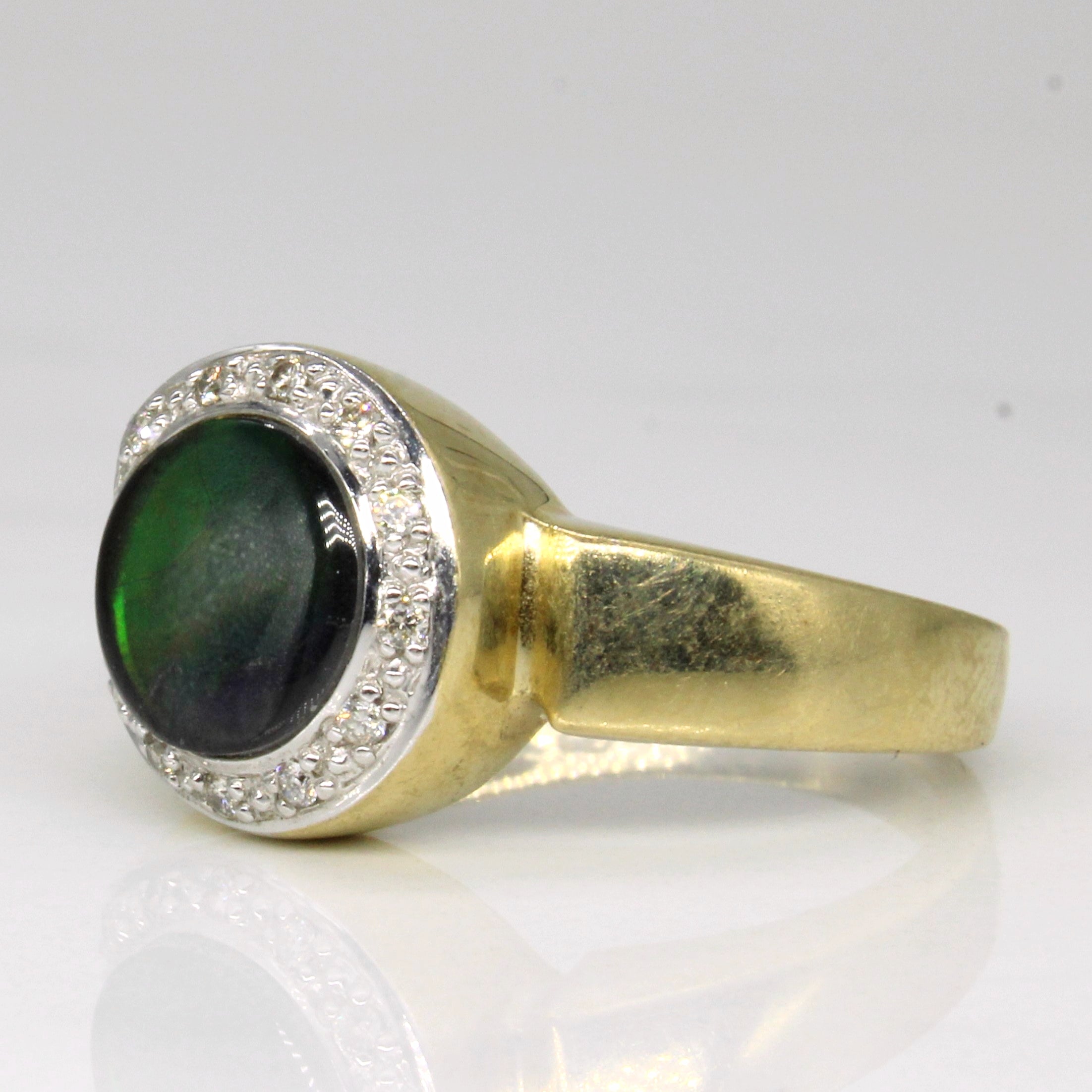 Ammolite & Diamond Bypass Ring | 0.90ct, 0.05ctw | SZ 7 |