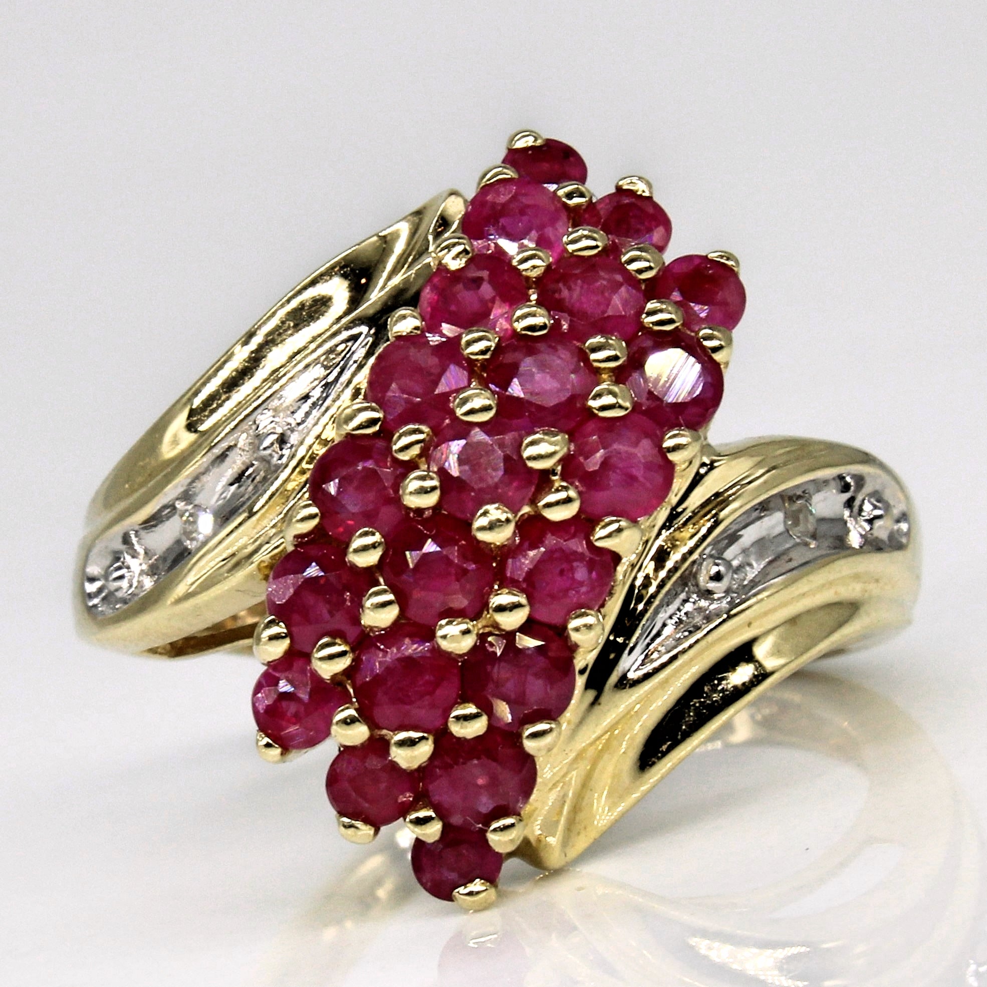Ruby & Diamond Cascade Cluster Ring | 1.70ctw, 0.01ctw | SZ 7 |