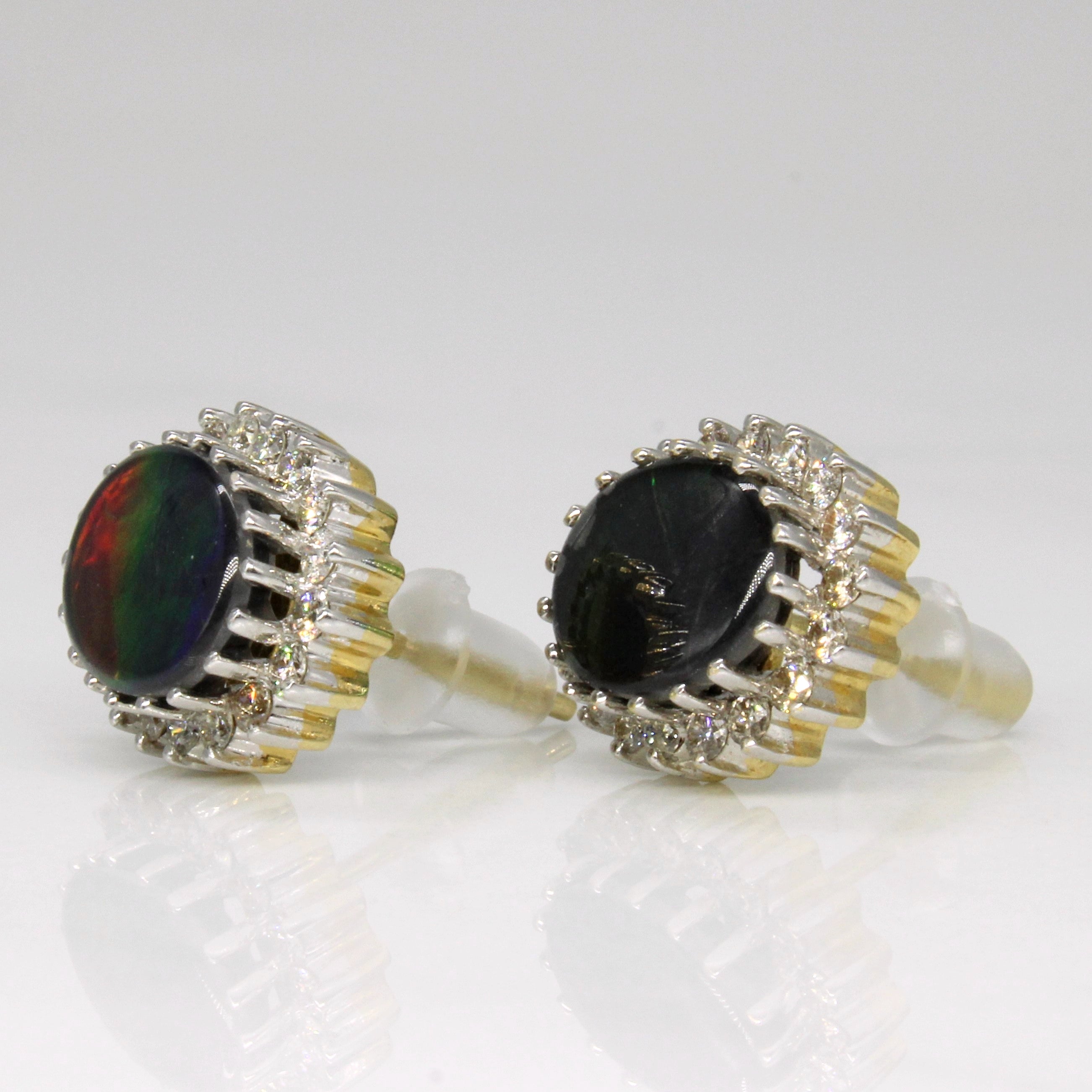 Ammolite & Diamond Earrings | 2.10ctw, 0.54ctw |