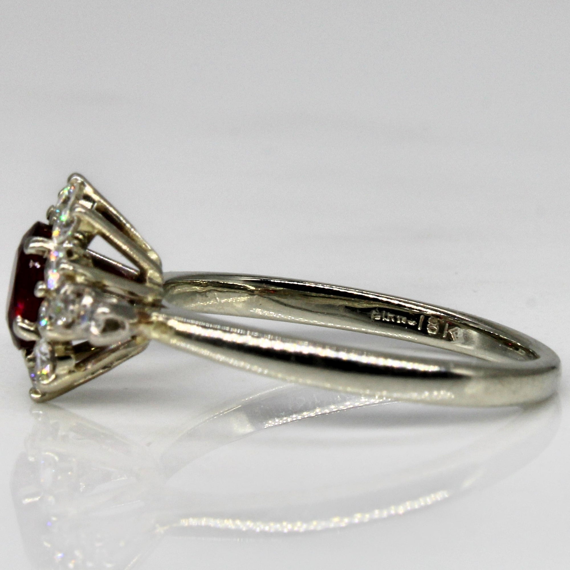 Birks' Ruby & Diamond Halo Ring | 0.50ct, 0.30ctw | SZ 5 |