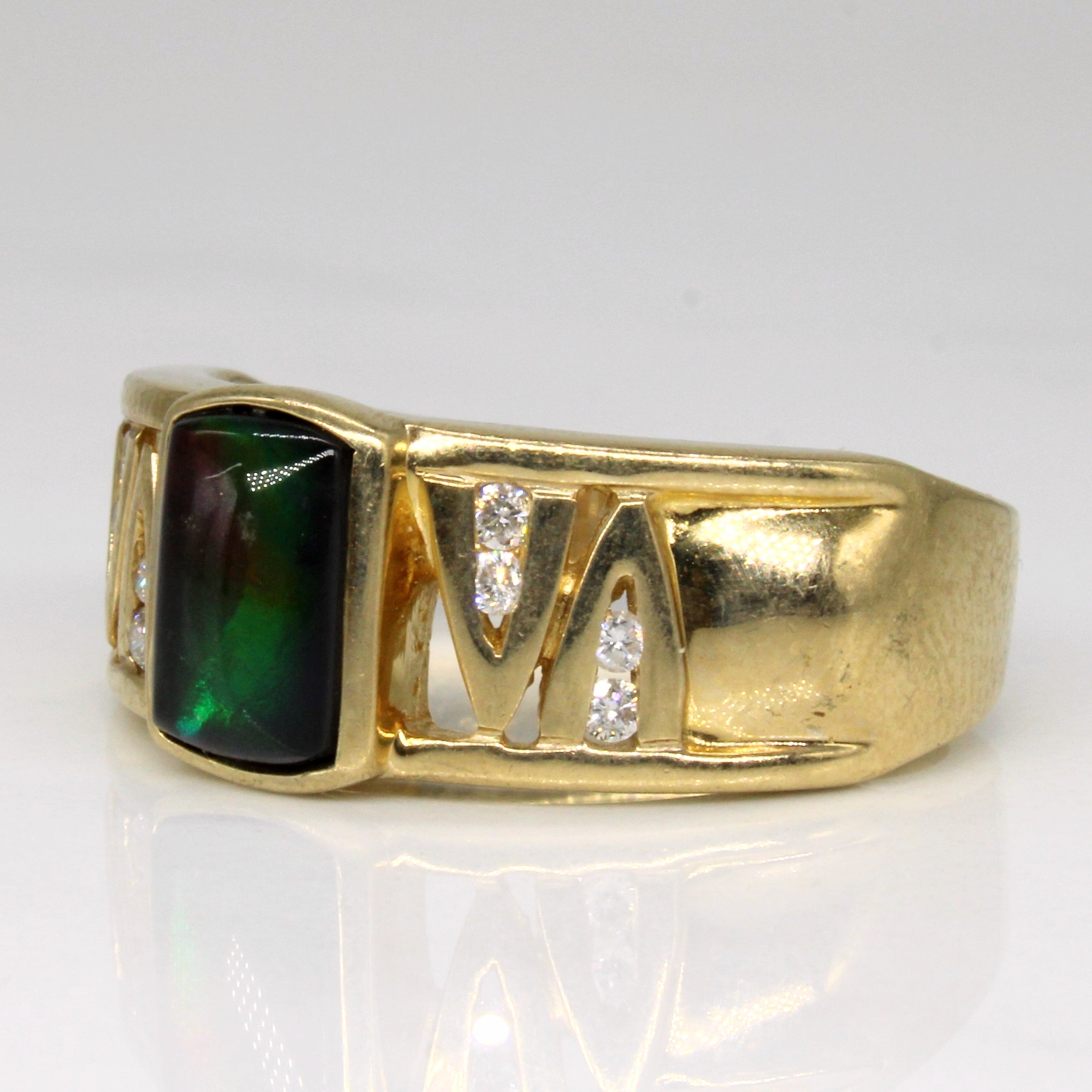 Ammolite & Diamond Ring | 0.70ct, 0.08ctw | SZ 8.25 |