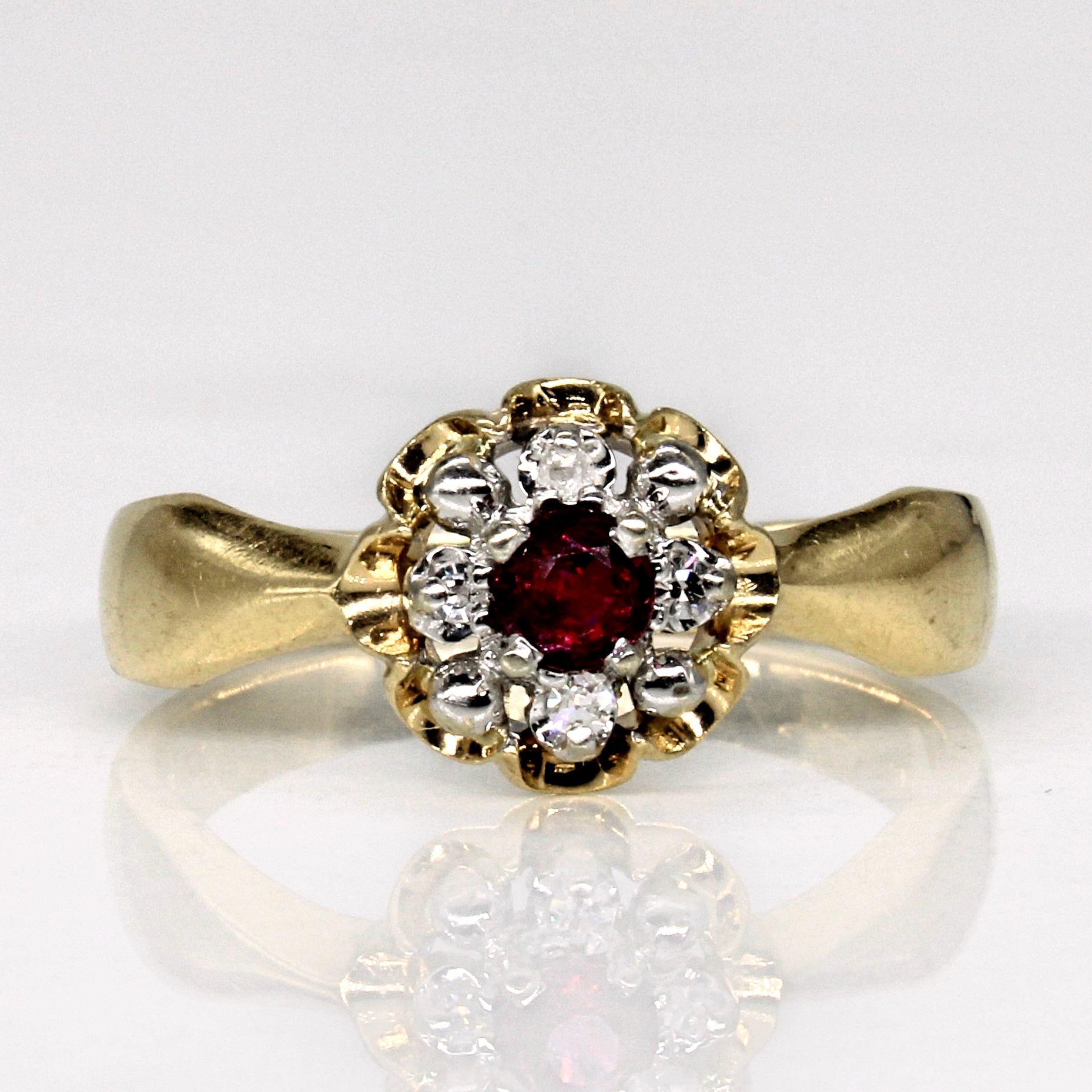 Synthetic Ruby & Diamond Ring | 0.18ct, 0.03ctw | SZ 8.25 |