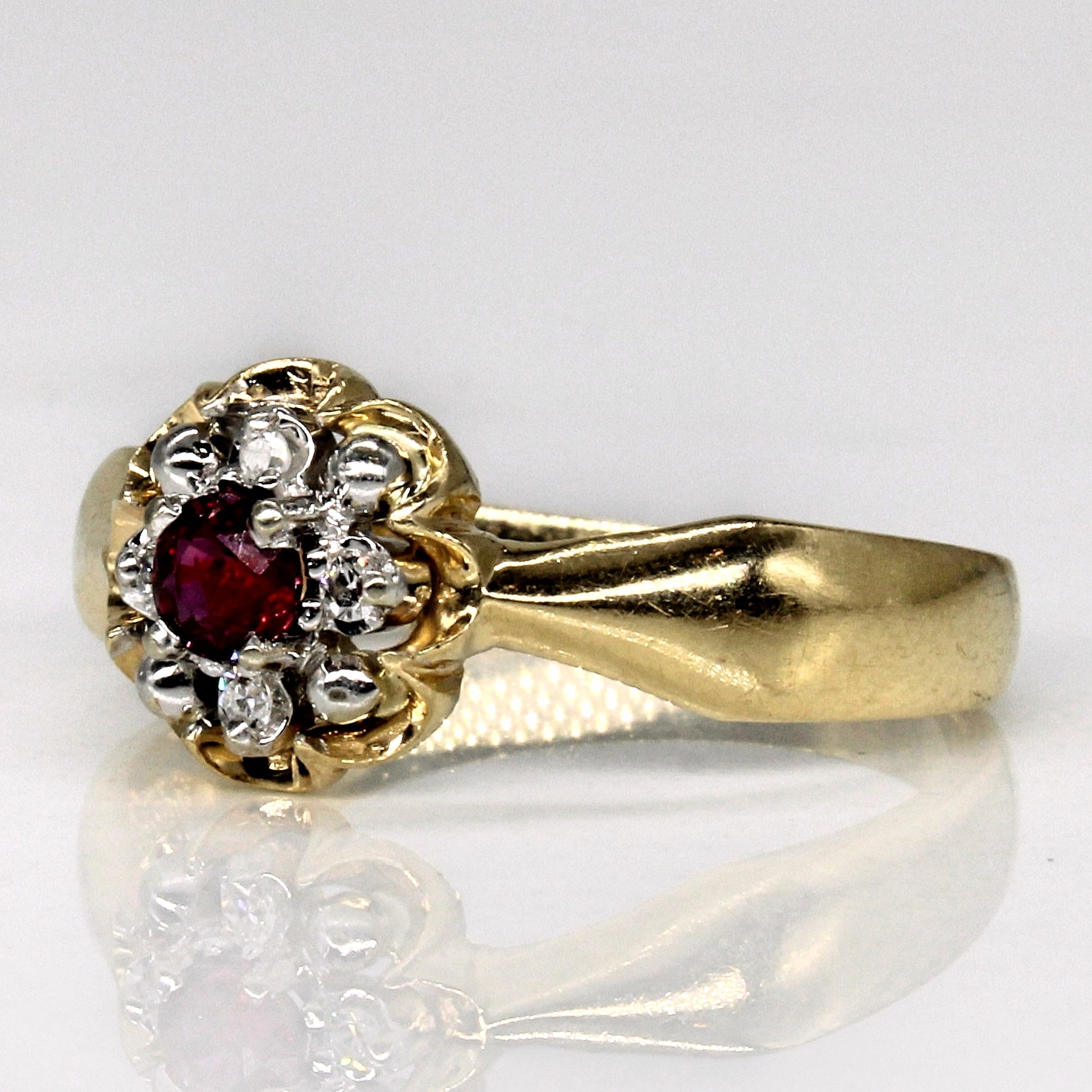 Synthetic Ruby & Diamond Ring | 0.18ct, 0.03ctw | SZ 8.25 |