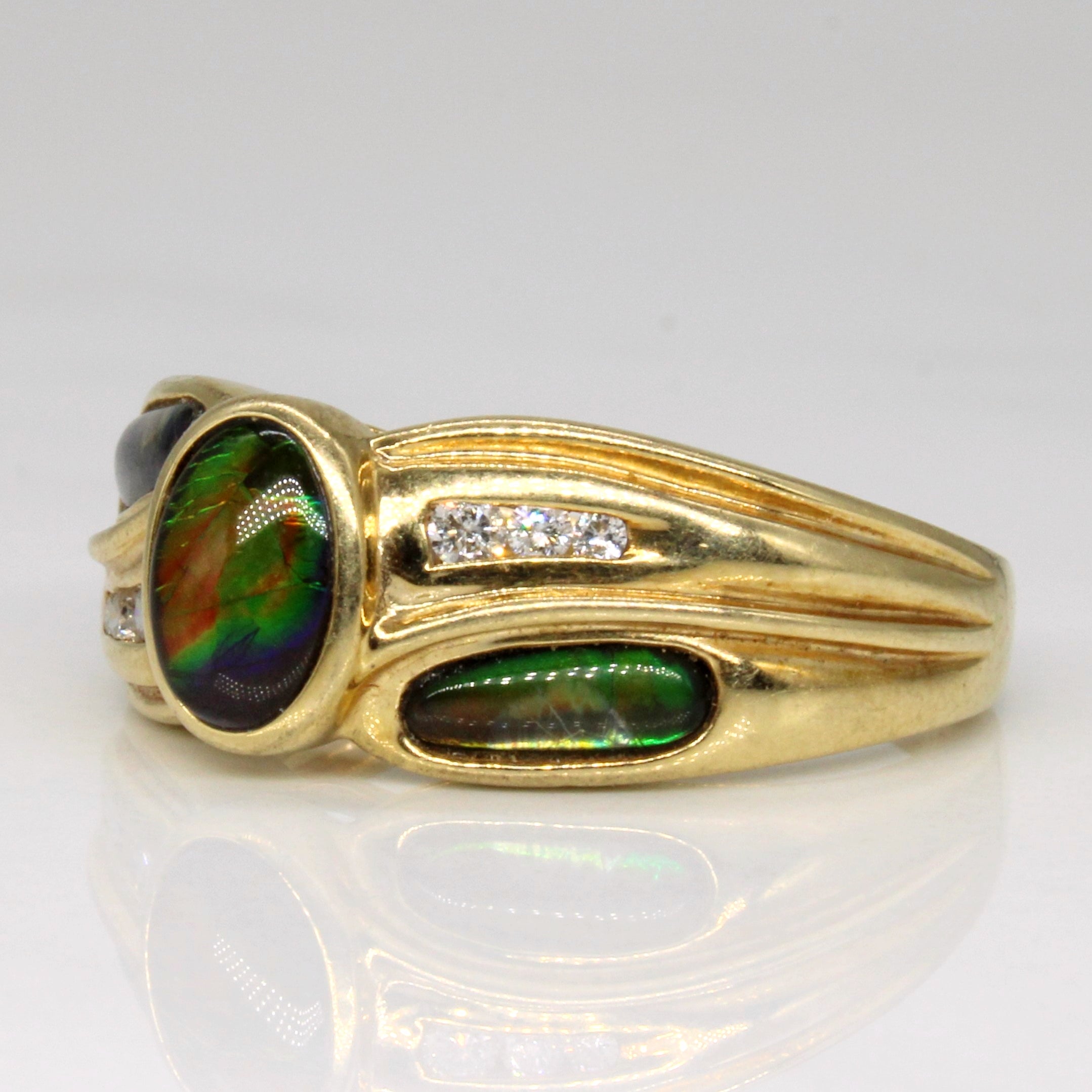 Ammolite & Diamond Waterfall Ring | 1.00ctw, 0.10ctw | SZ 7.25 |