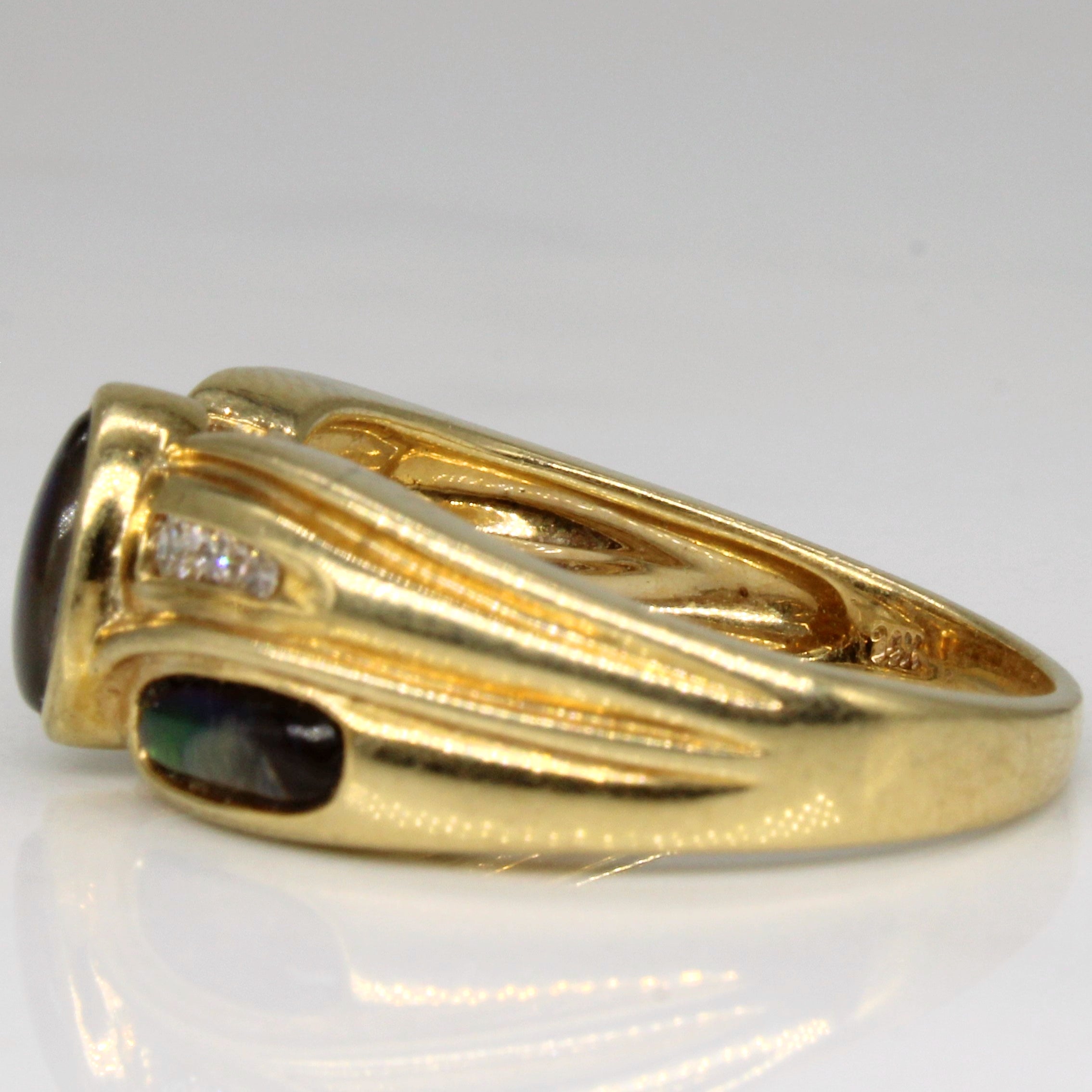Ammolite & Diamond Waterfall Ring | 1.00ctw, 0.10ctw | SZ 7.25 |