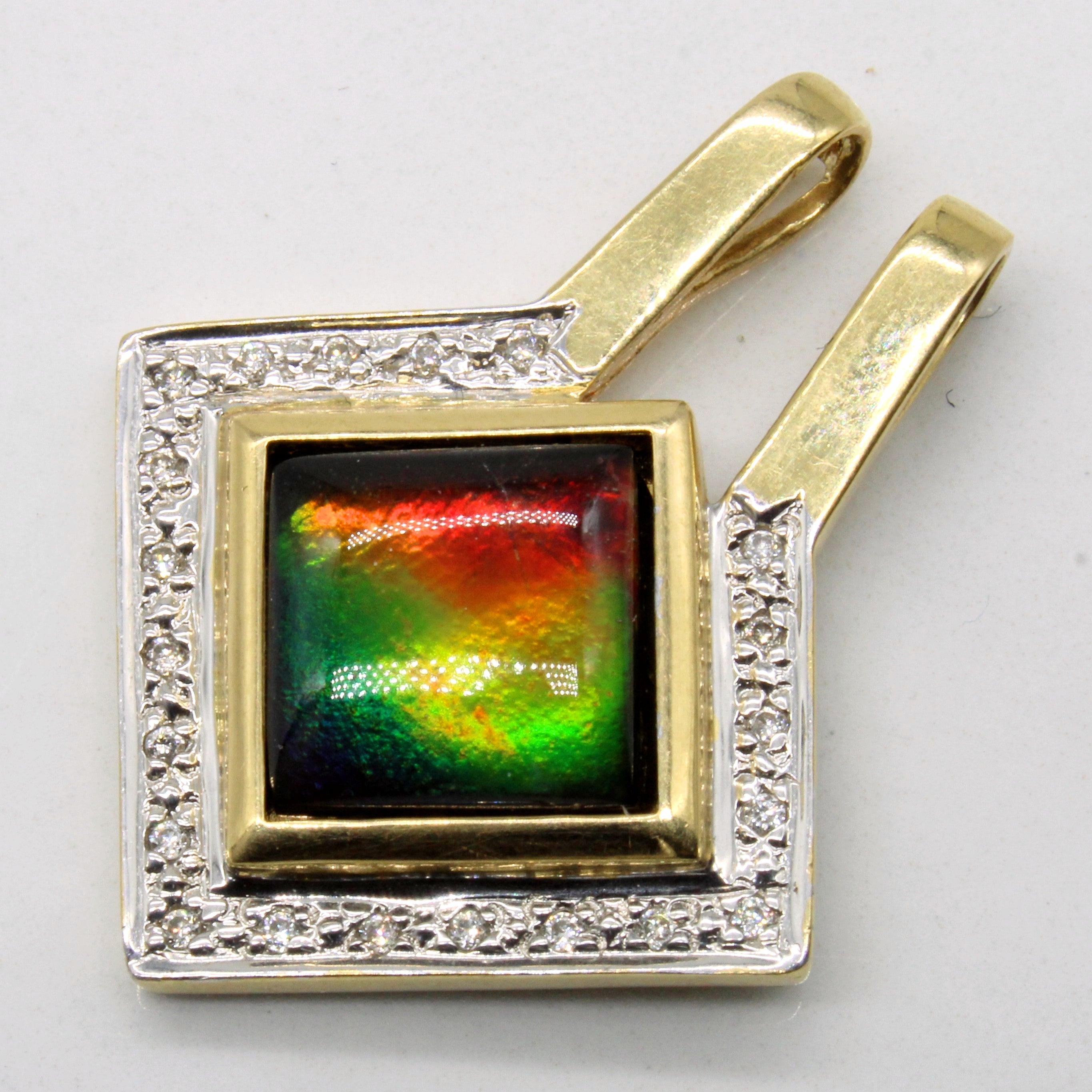 Ammolite & Diamond Geometric Pendant | 2.30ct, 0.11ctw |
