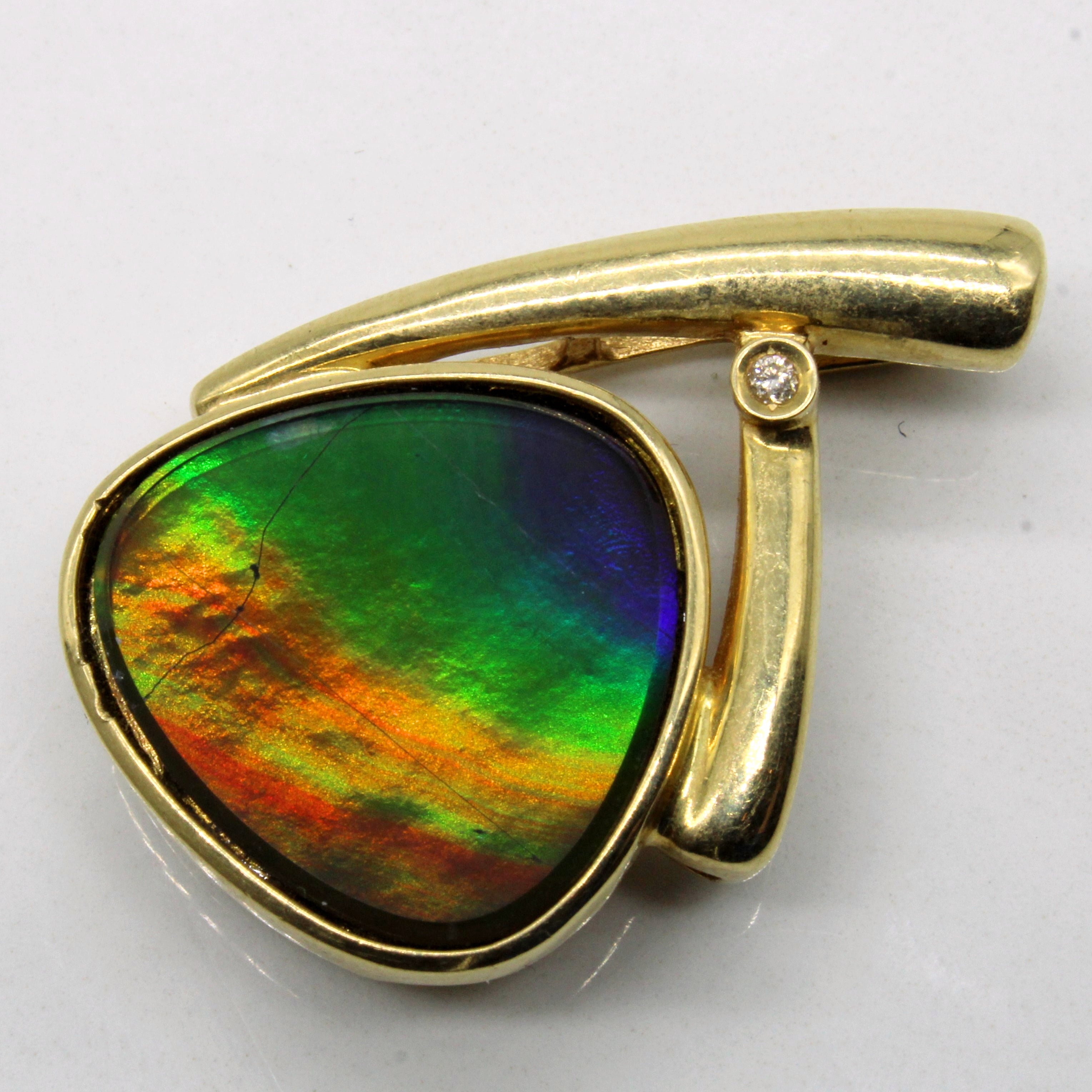 Ammolite & Diamond Large Pendant | 4.00ct, 0.02ct |