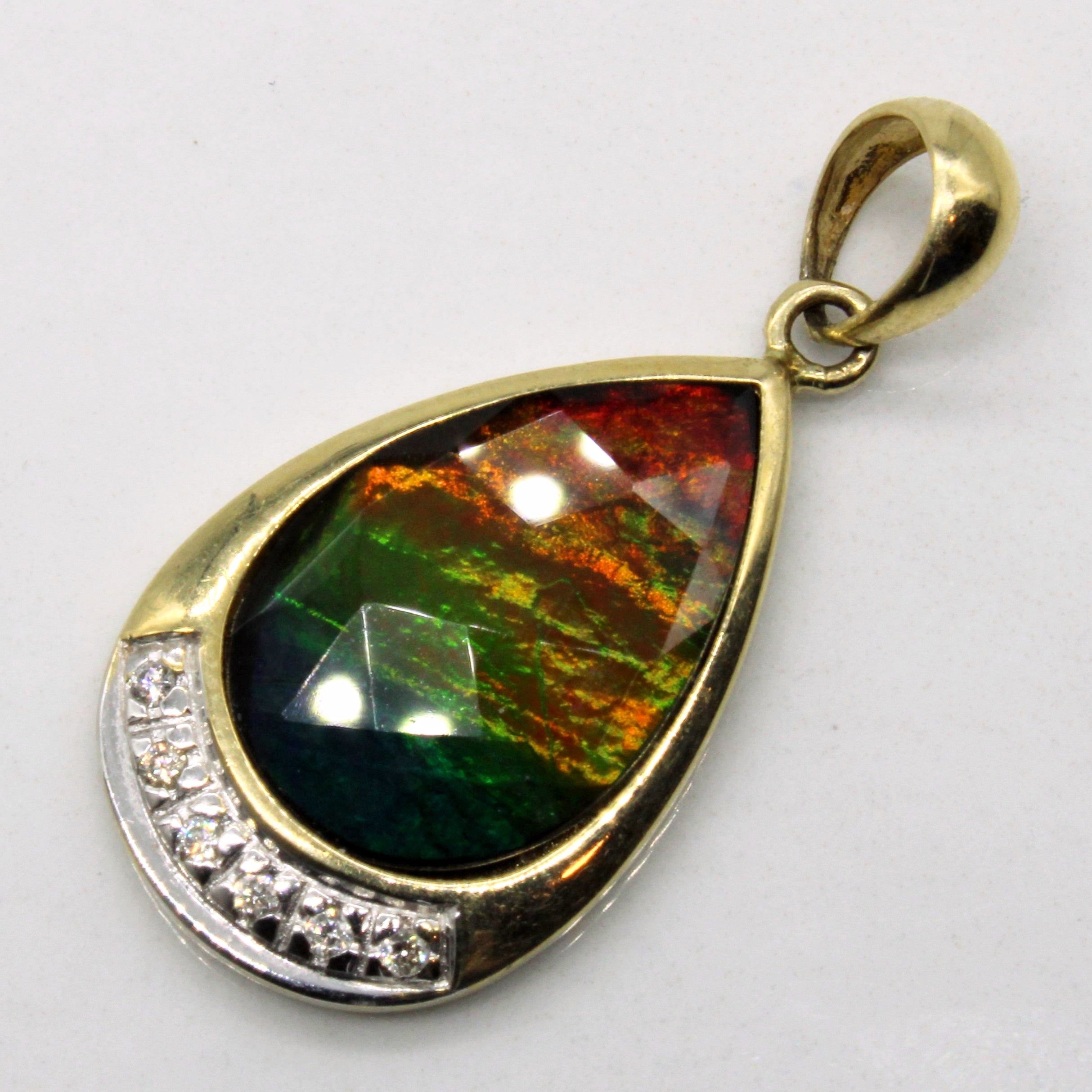 Ammolite & Diamond Pendant | 1.40ct, 0.03ctw |
