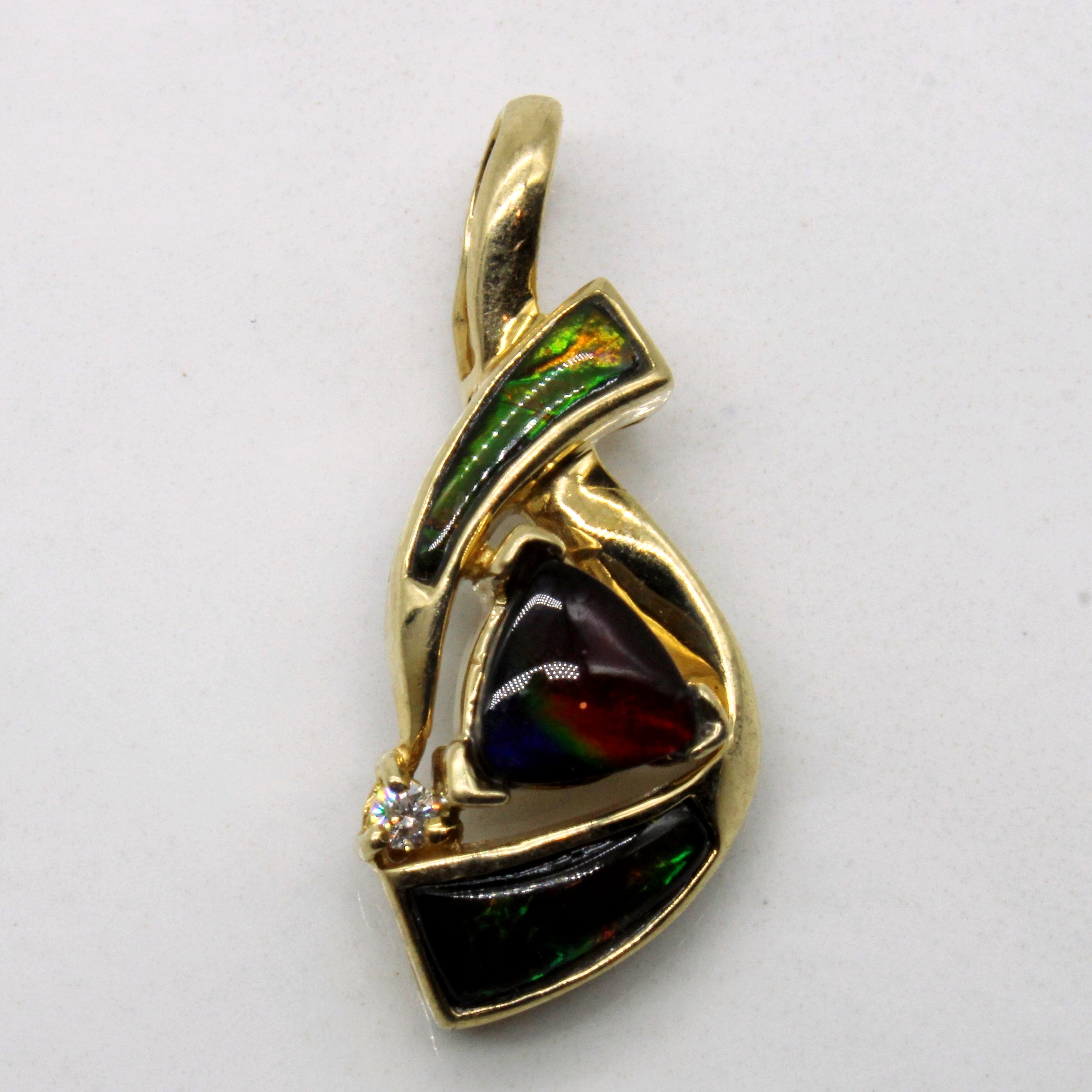 Ammolite & Diamond Pendant | 1.30ctw, 0.02ct |
