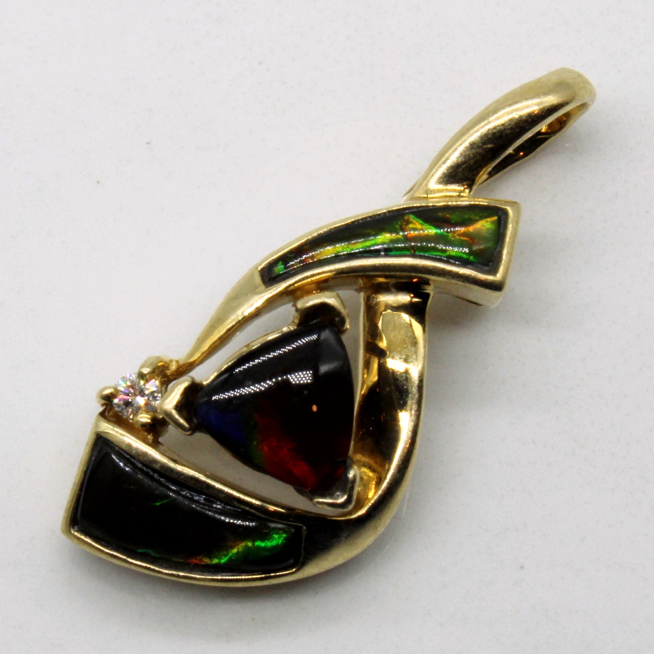 Ammolite & Diamond Pendant | 1.30ctw, 0.02ct |