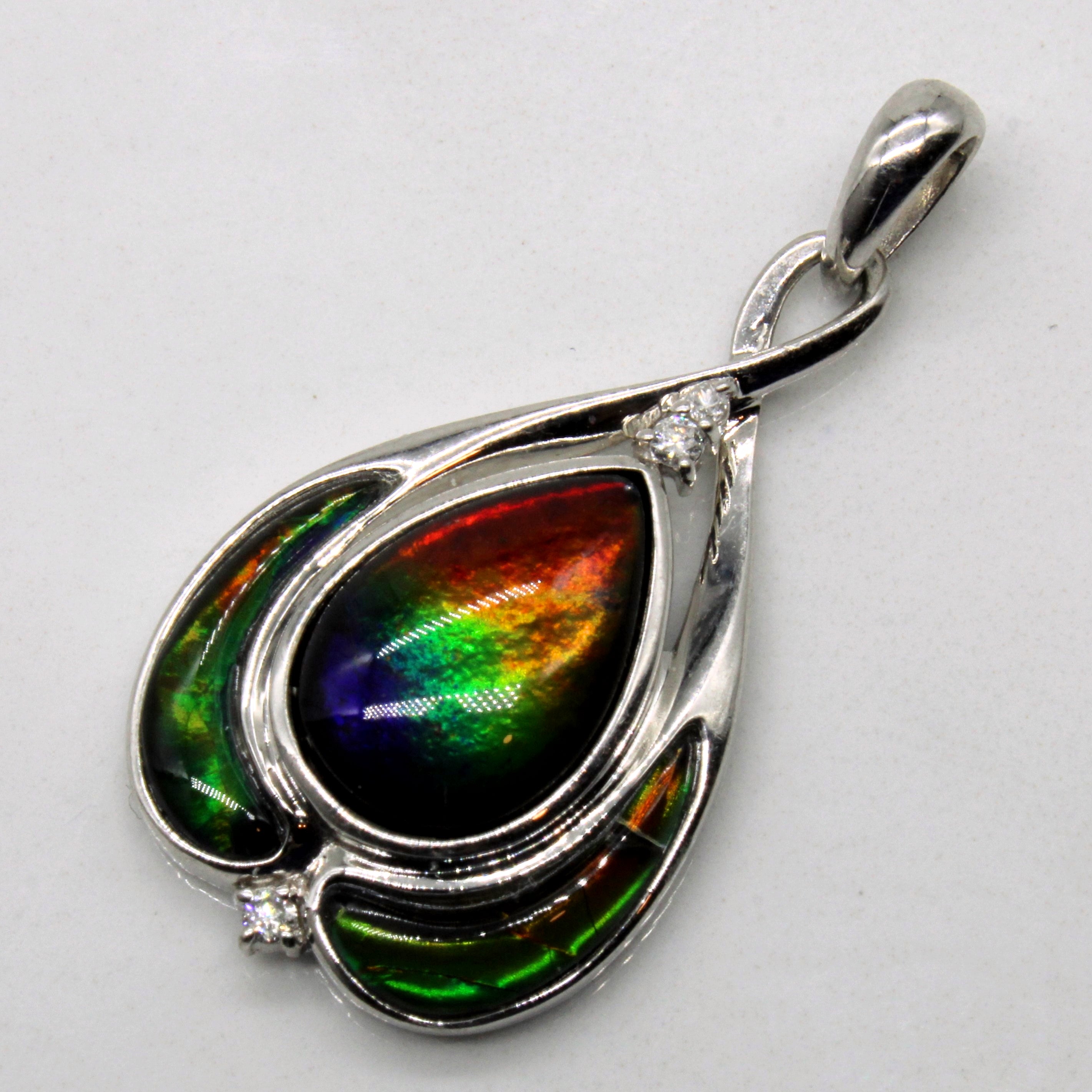 Ammolite & Diamond Pendant | 3.70ctw, 0.03ctw |