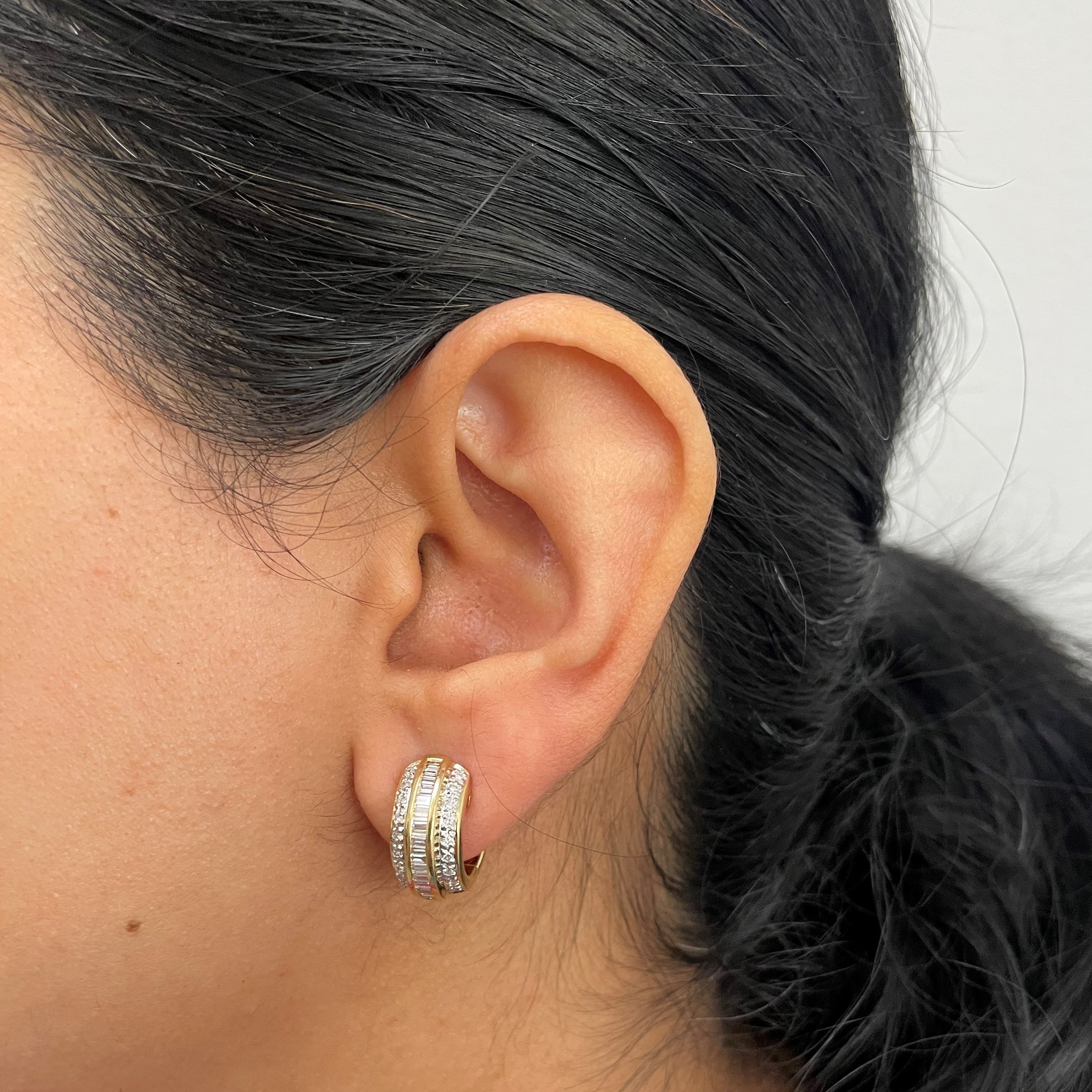 Mixed Cut Diamond Huggie Earrings | 0.70ctw |