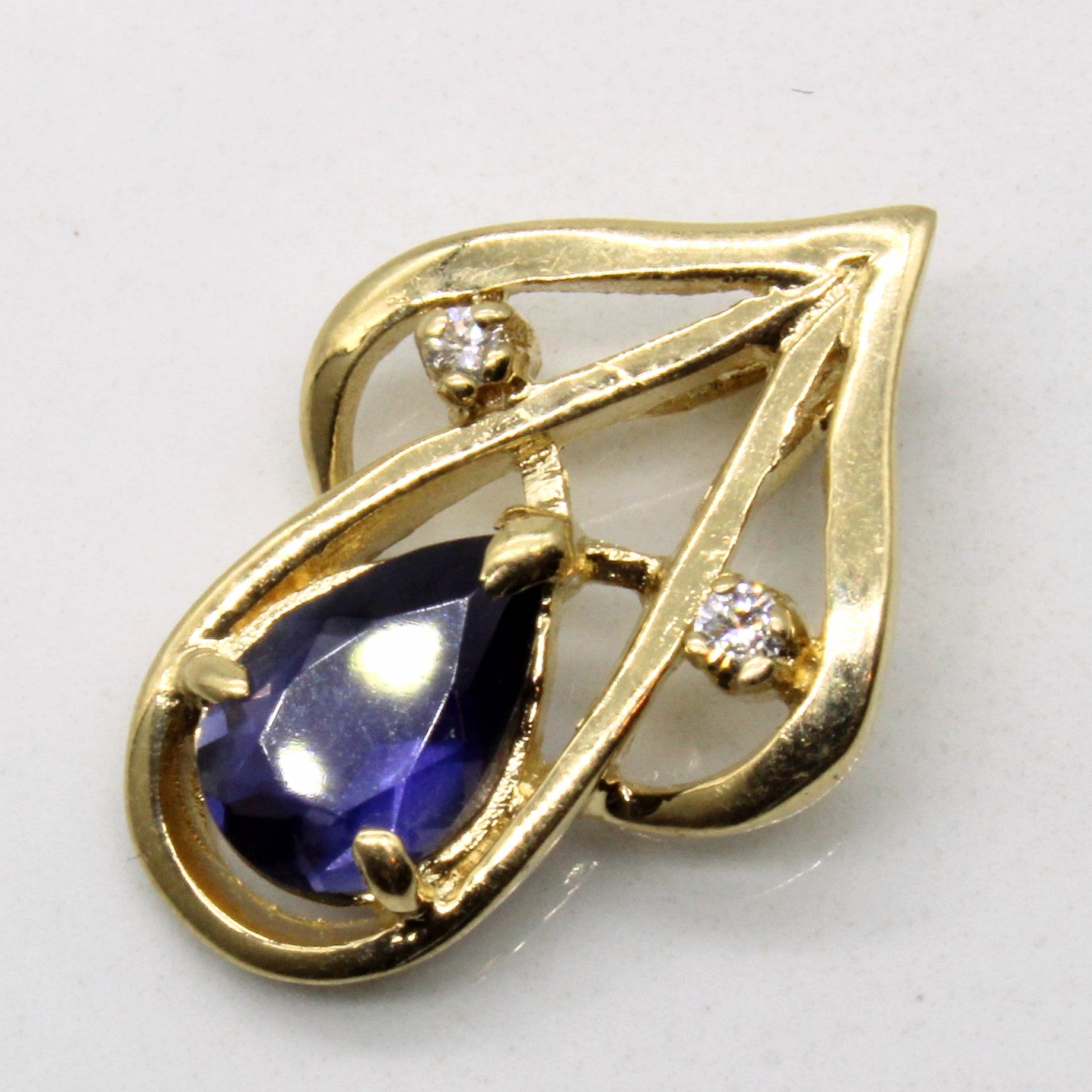 Iolite & Diamond Pendant | 0.46ct, 0.02ctw |