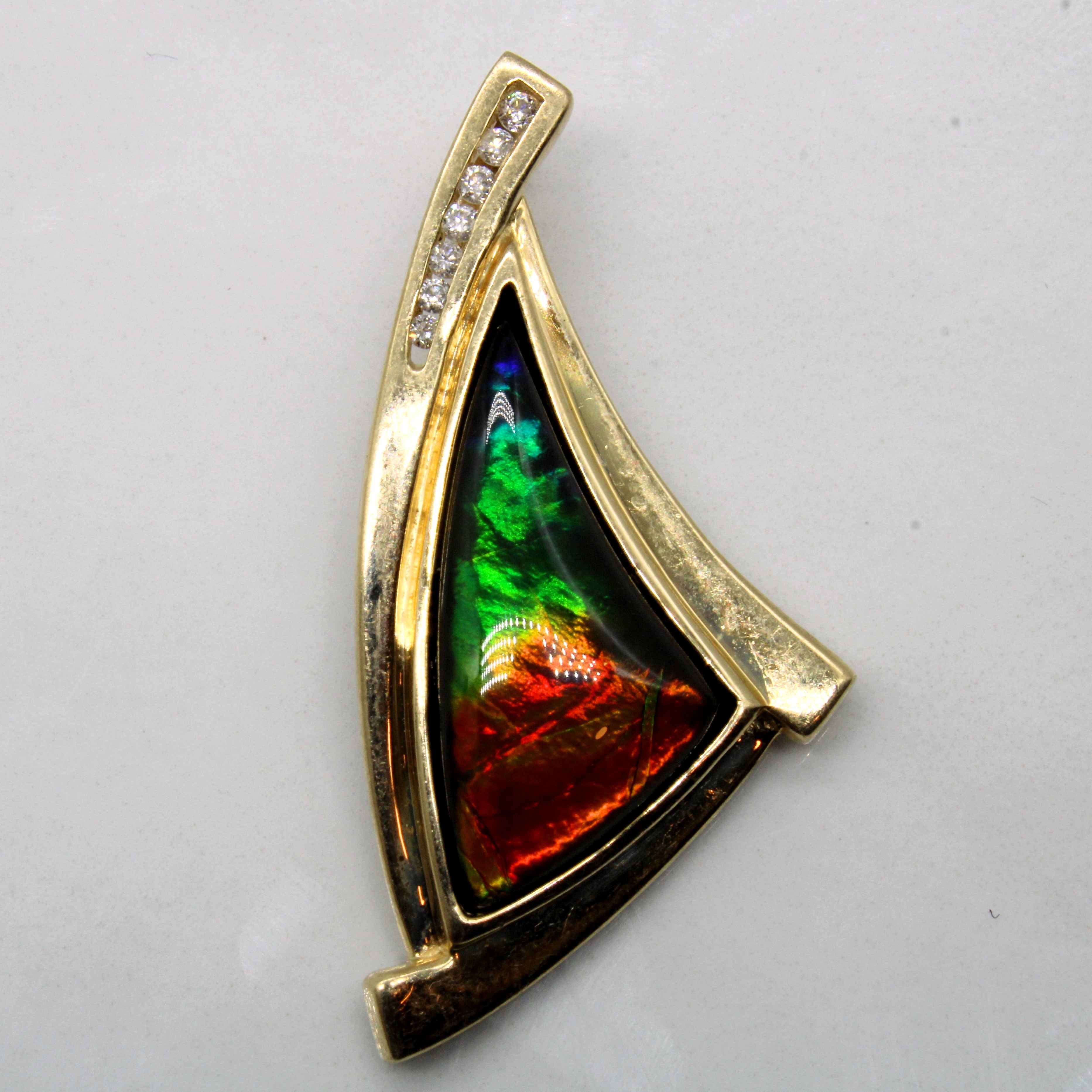 Ammolite & Diamond Abstract Pendant | 6.00ct, 0.07ctw |