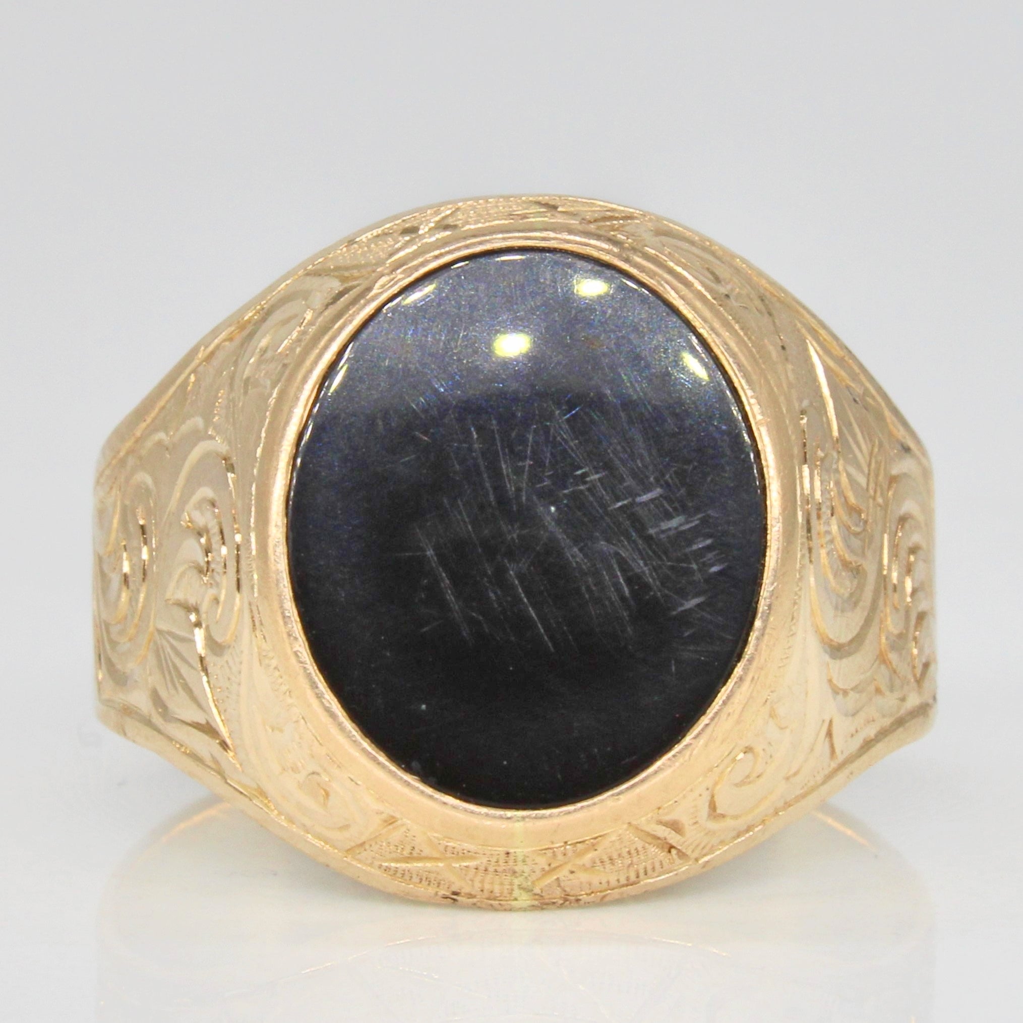 Ornate Onyx Tapered Ring | 2.85ct | SZ 11.5 |
