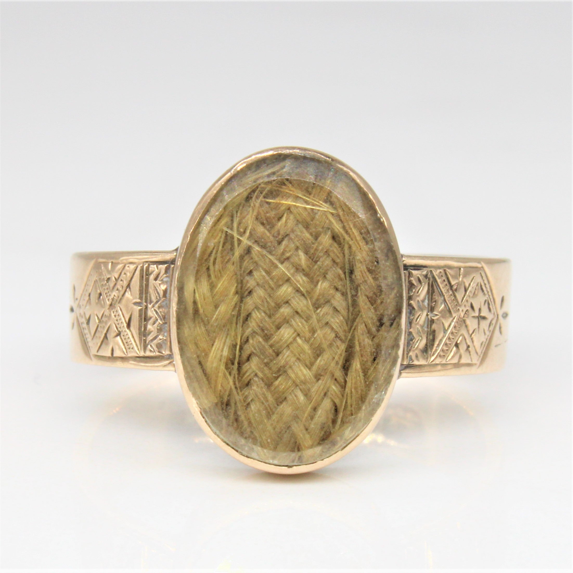Victorian Plaited Hair Mourning Ring | SZ 7.5 |