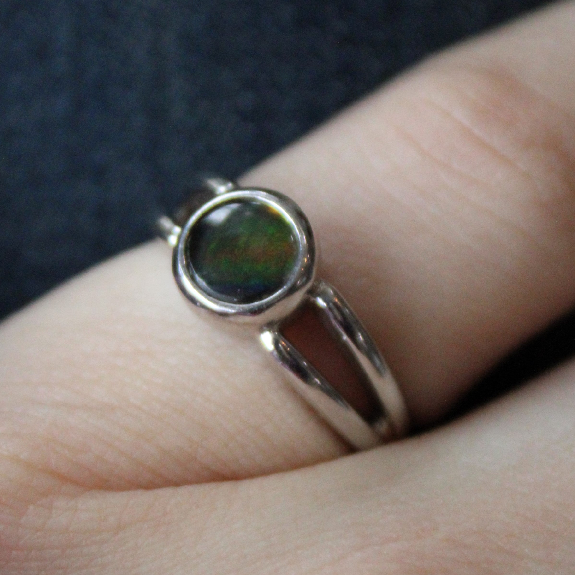 Solitaire Ammolite Ring | 0.60ct | SZ 5.75 |