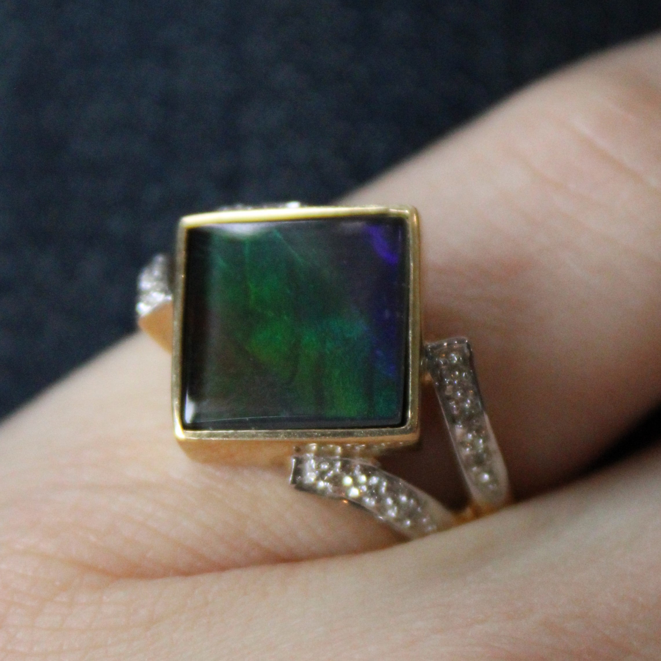 Ammolite & Diamond Cocktail Ring | 1.40ct, 0.06ctw | SZ 9.75 |