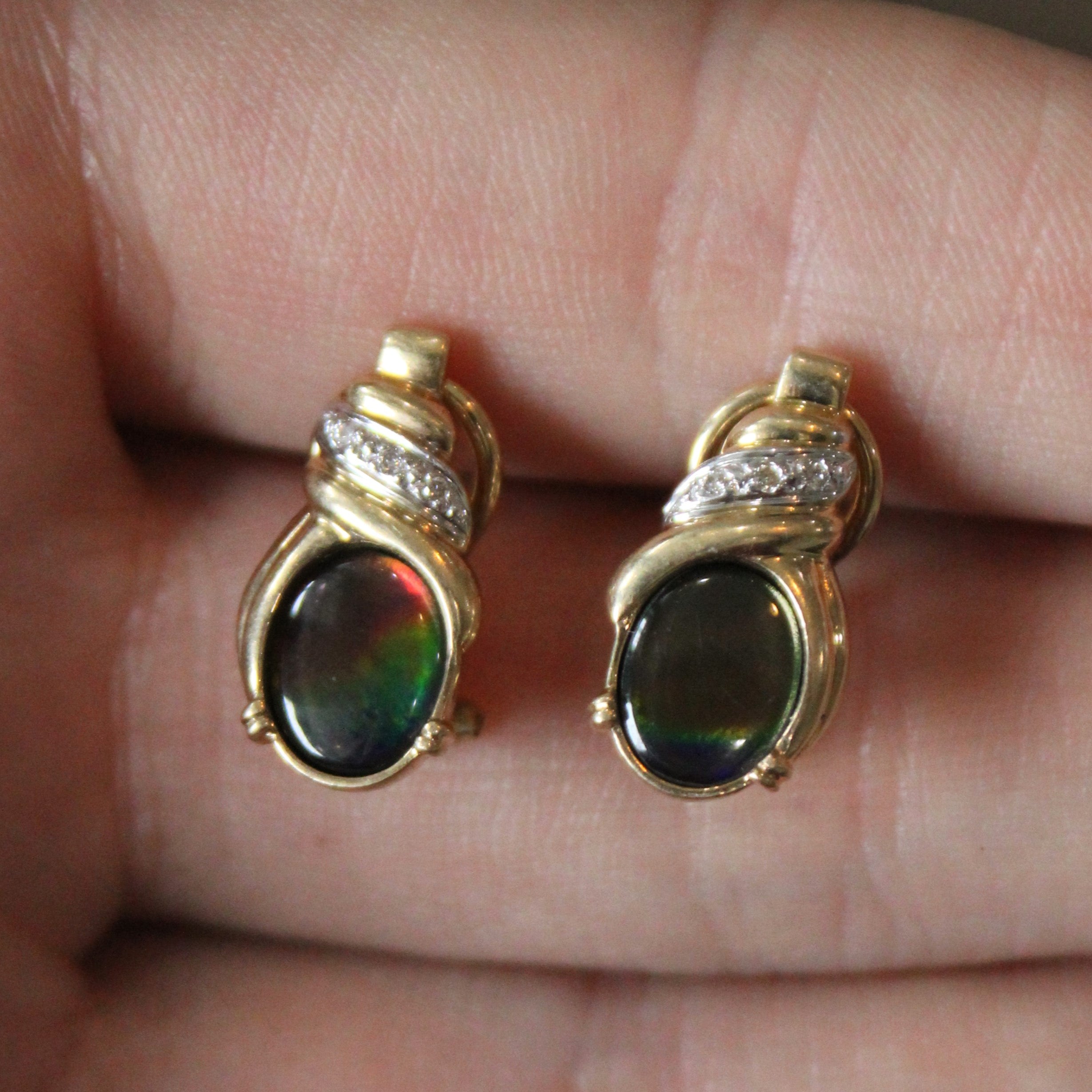Ammolite & Diamond Earrings | 1.80ctw, 0.03ctw |