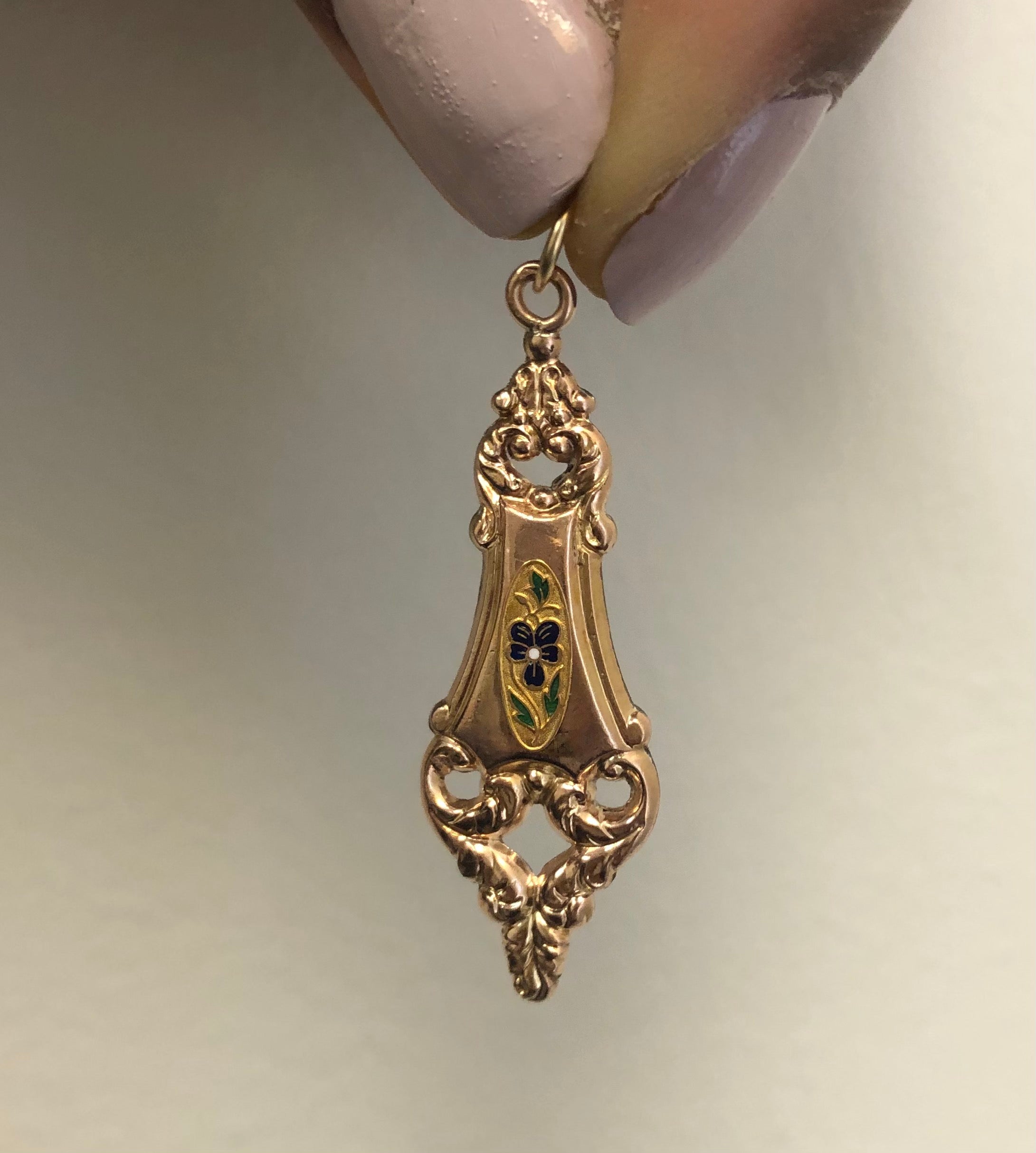 Enameled Victorian Fob Pendant |