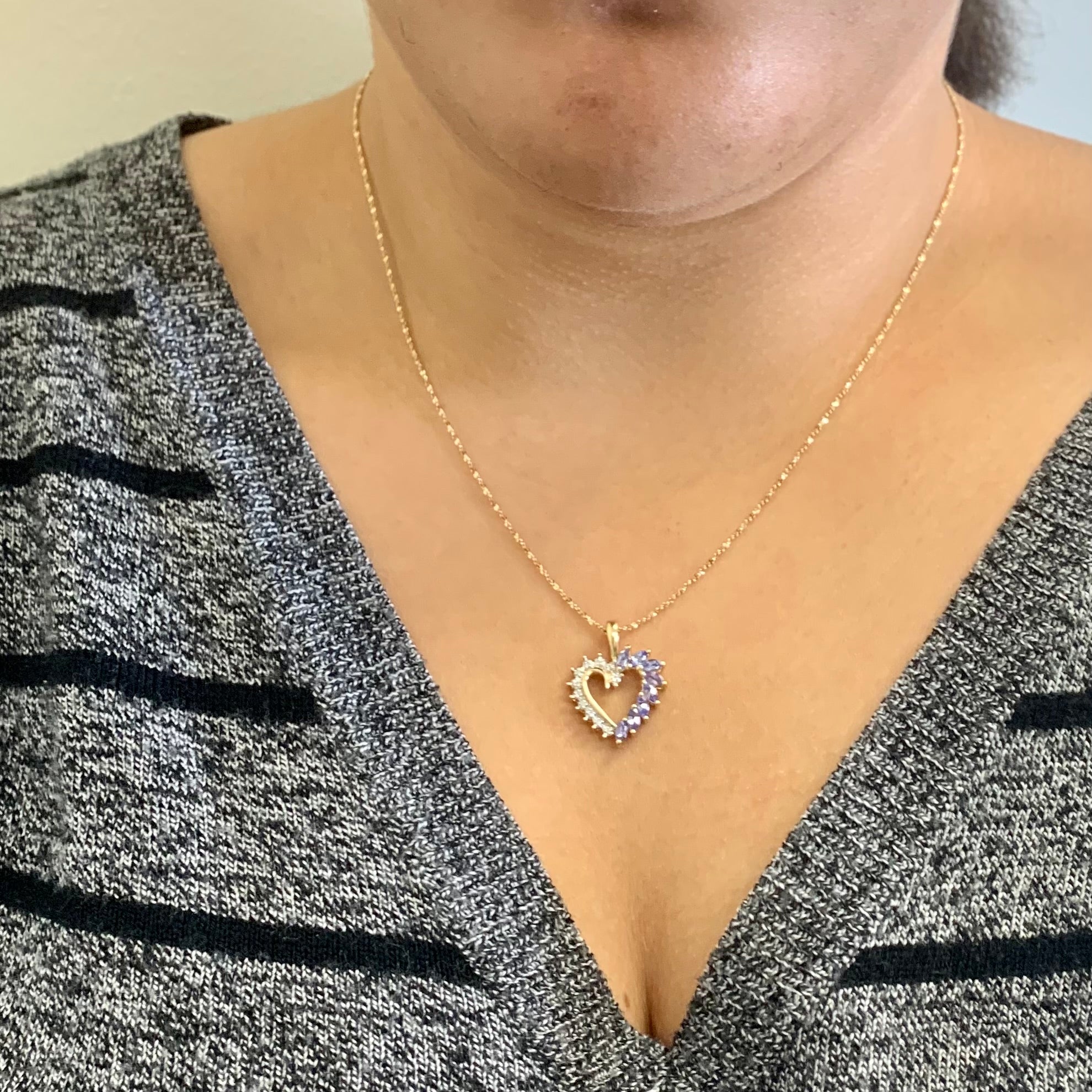 Tanzanite & Diamond Heart Necklace | 0.50ctw, 0.04ctw | 18" |