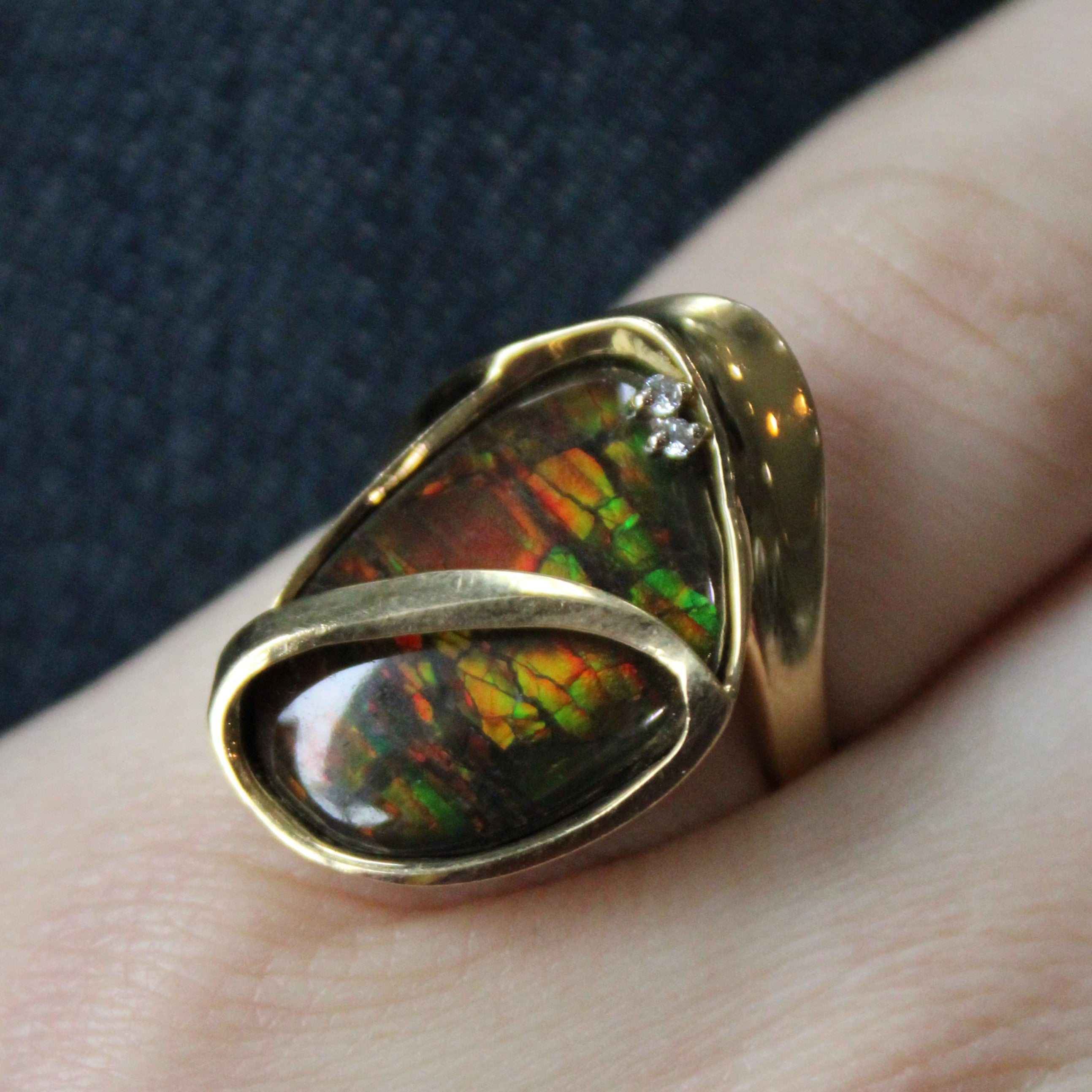 Ammolite & Diamond Cocktail Ring | 6.00ct, 0.02ctw | SZ 6.75 |