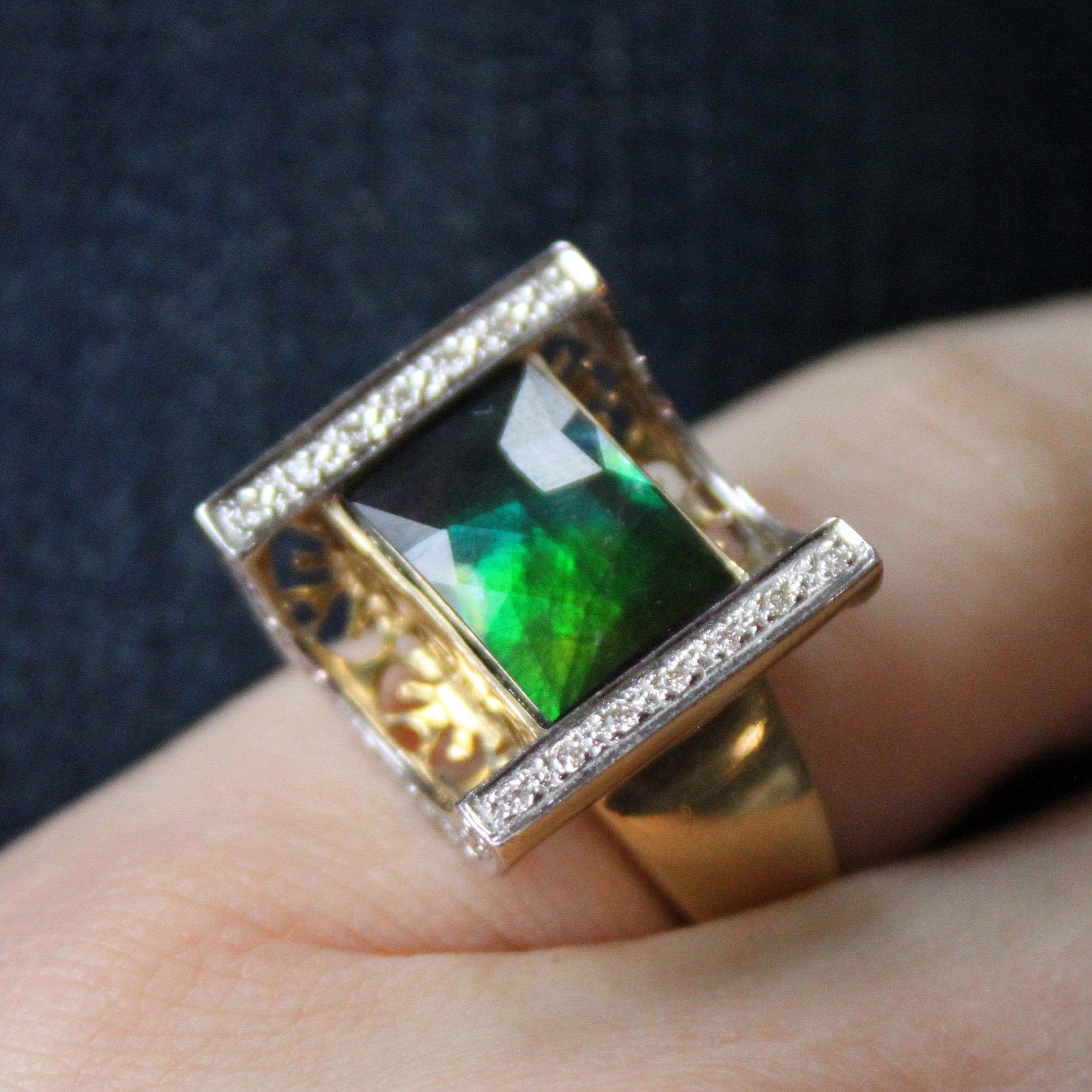 Ammolite & Diamond Cocktail Ring | 2.15ct, 0.15ctw | SZ 6 |