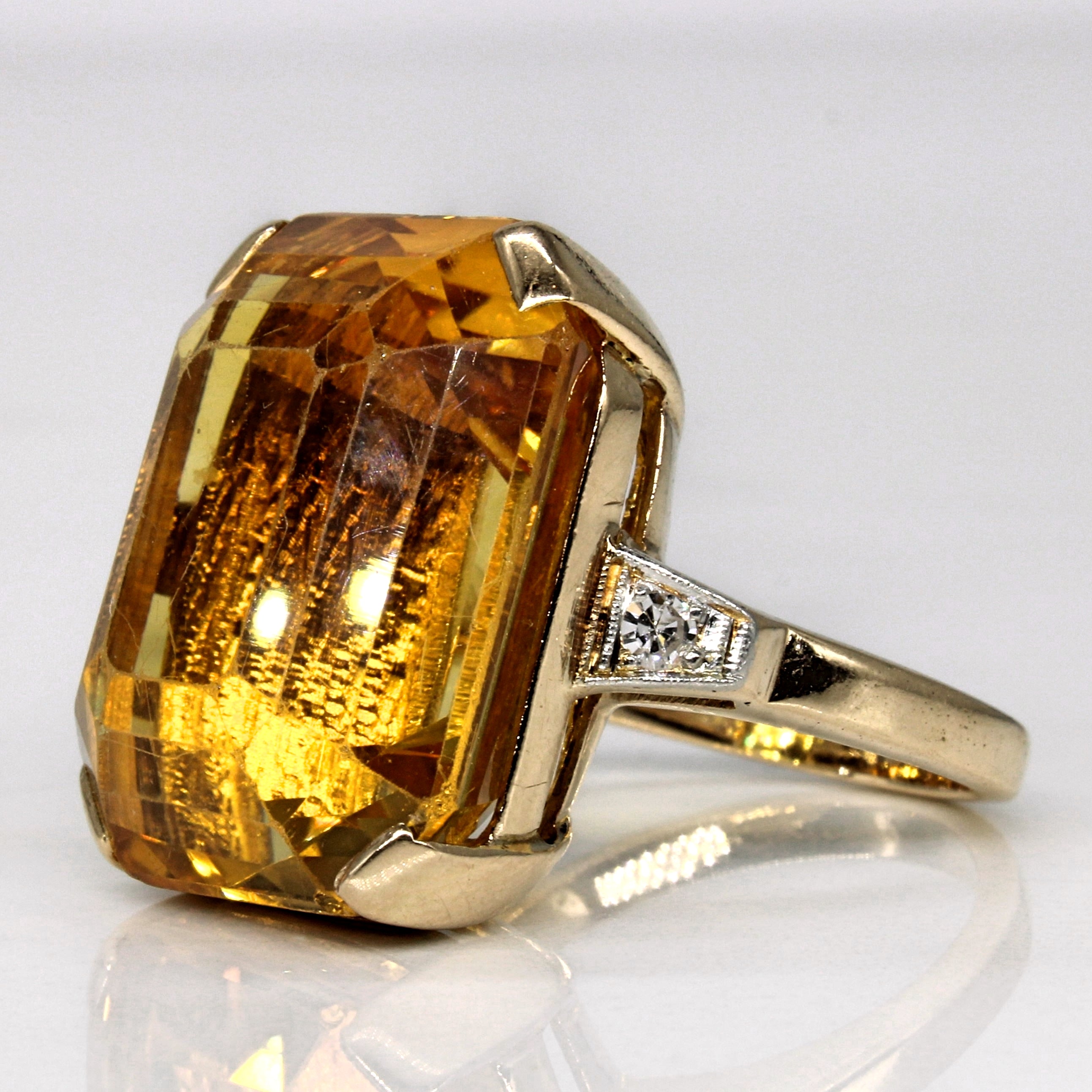 Citrine & Diamond Cocktail Ring | 29.75ct, 0.10ctw | SZ 6 |