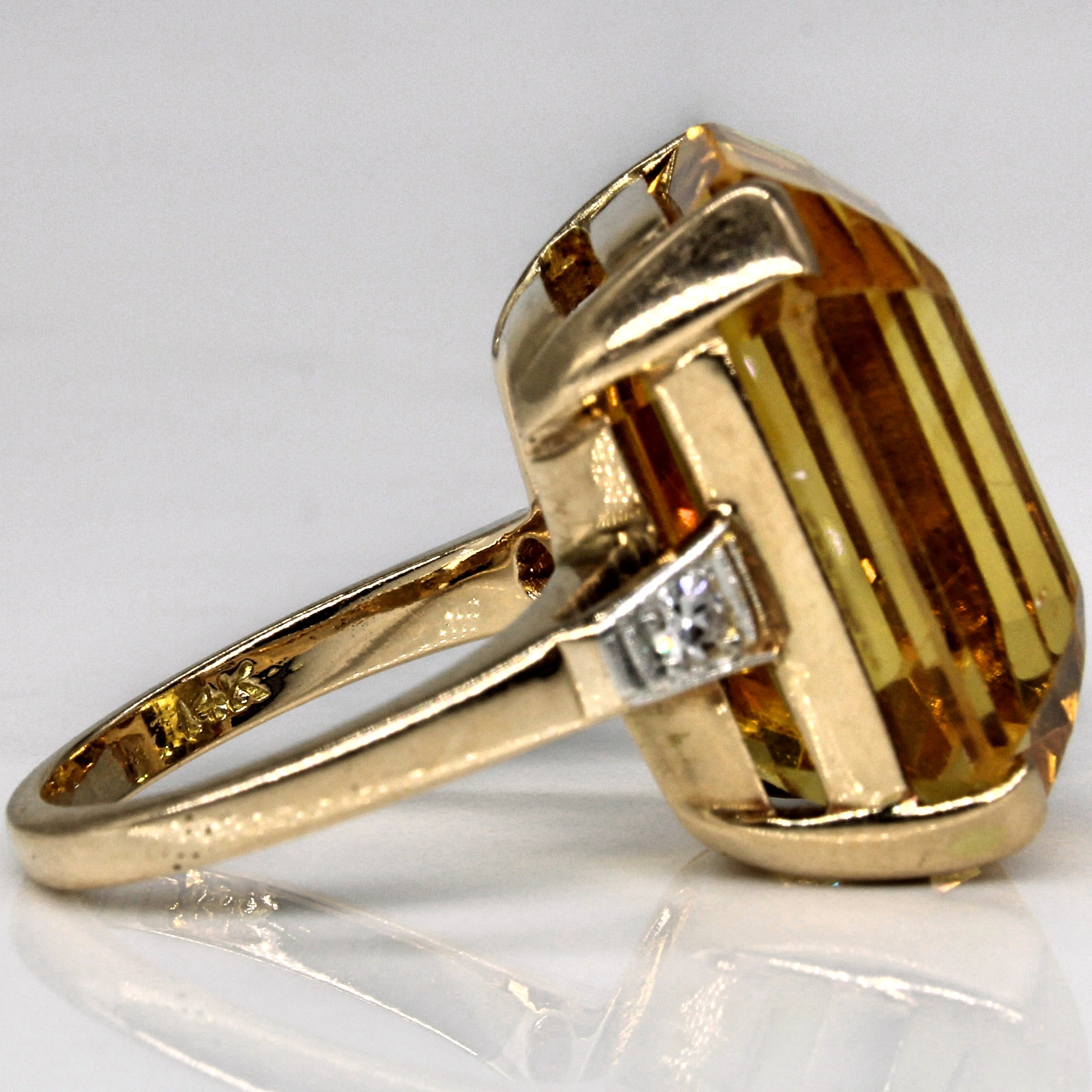 Citrine & Diamond Cocktail Ring | 29.75ct, 0.10ctw | SZ 6 |