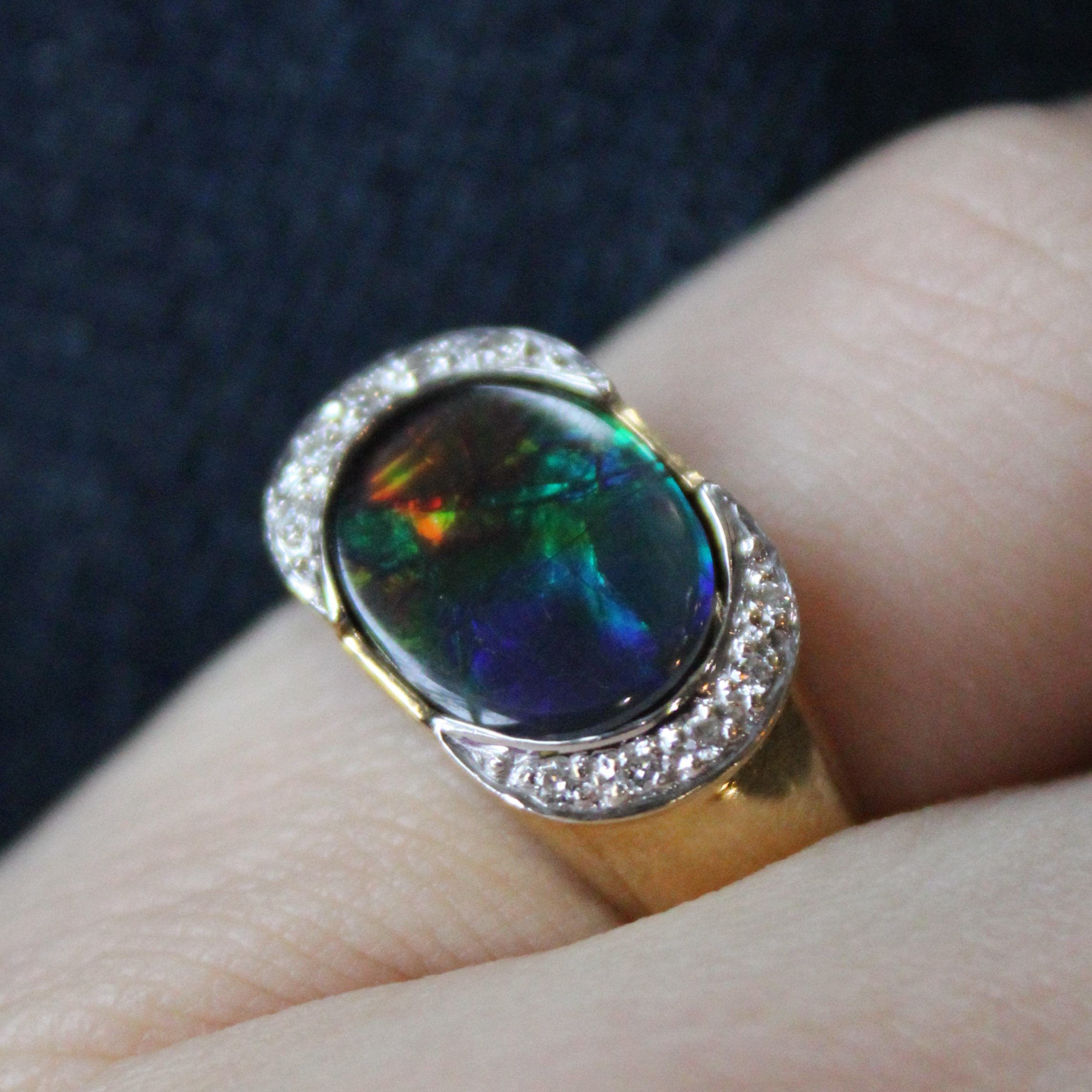 Oval Ammolite & Diamond Ring | 1.30ct, 0.05ctw | SZ 6.5 |