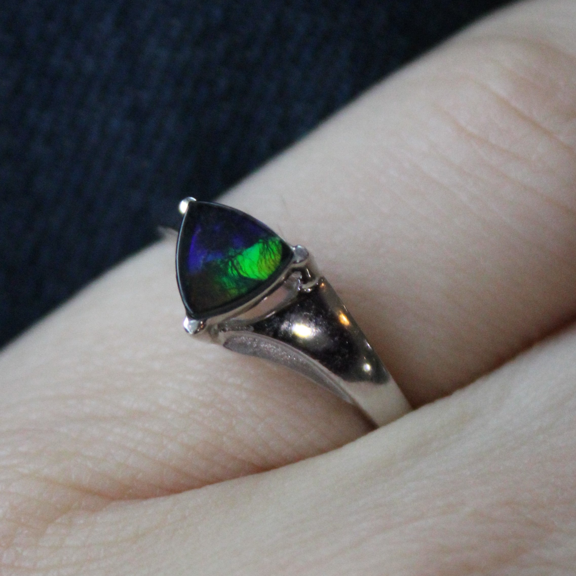 Triangular Ammolite Ring | 0.55ct | SZ 7 |