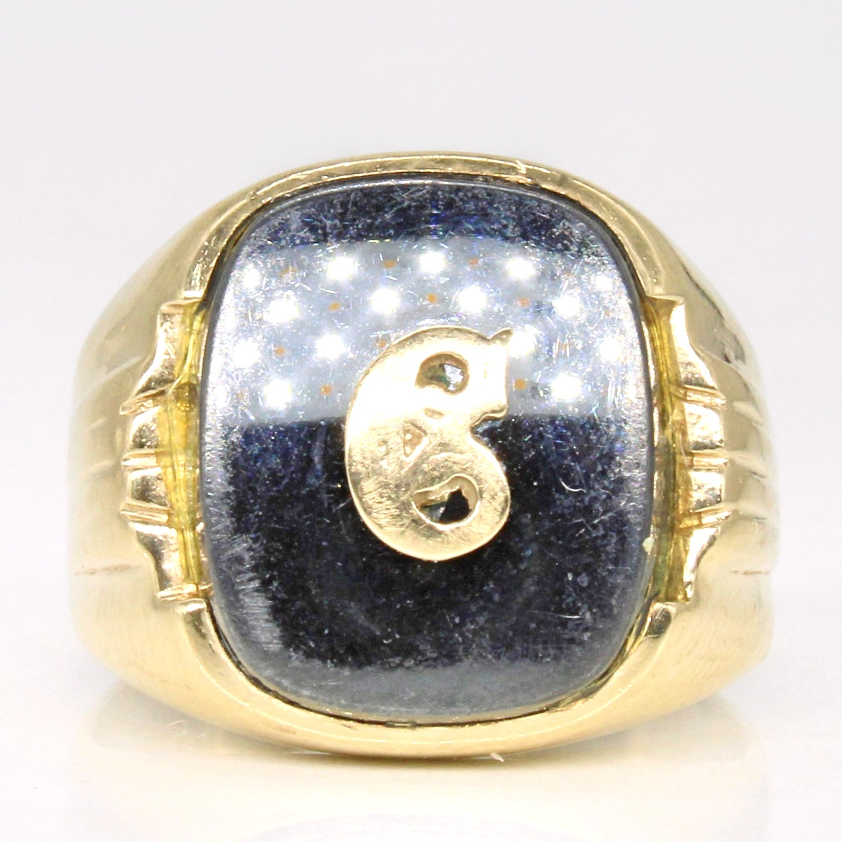 Hematite 'C' Initial Ring | 5.75ct | SZ 6 |