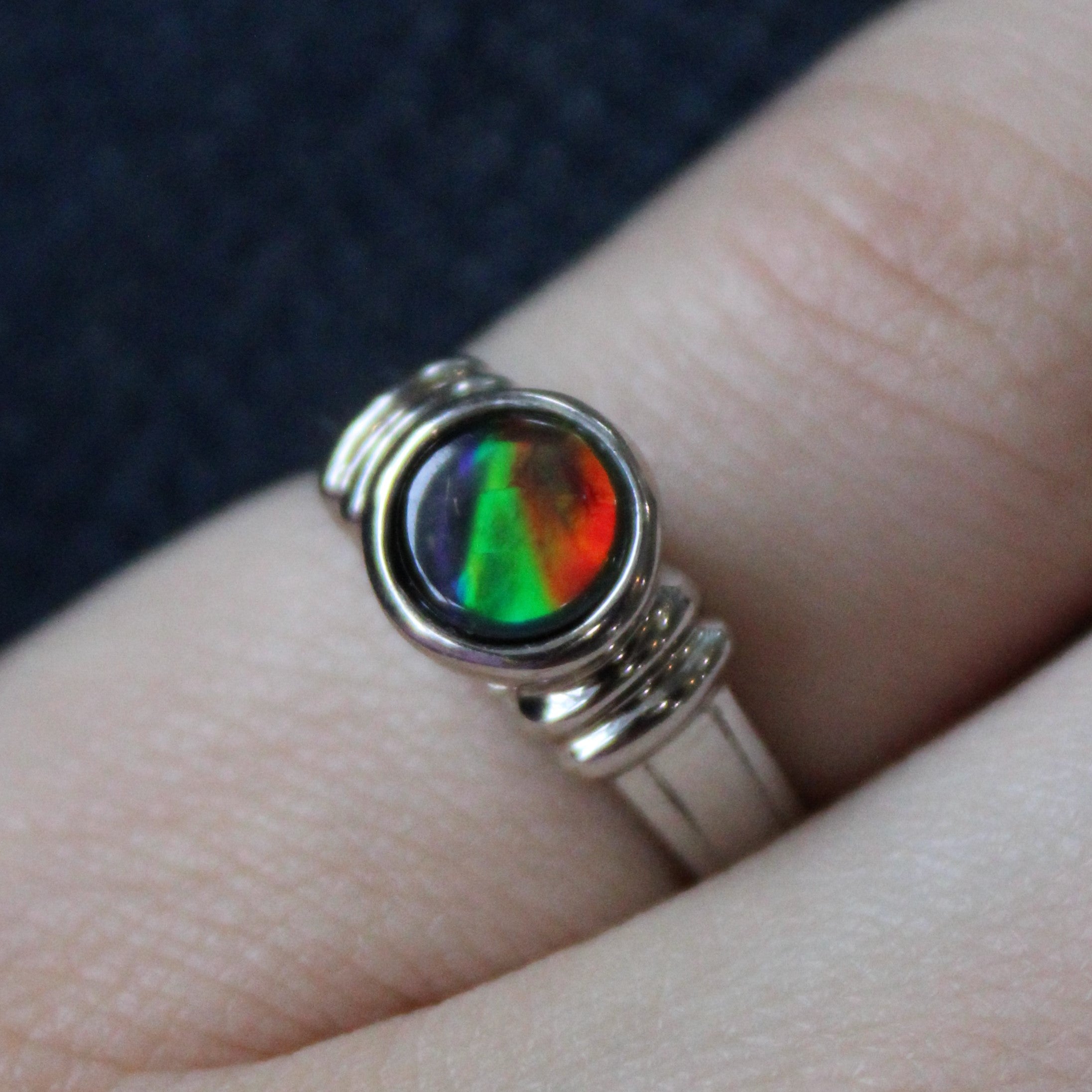 Solitaire Ammolite Ring | 0.50ct | SZ 5.5 |