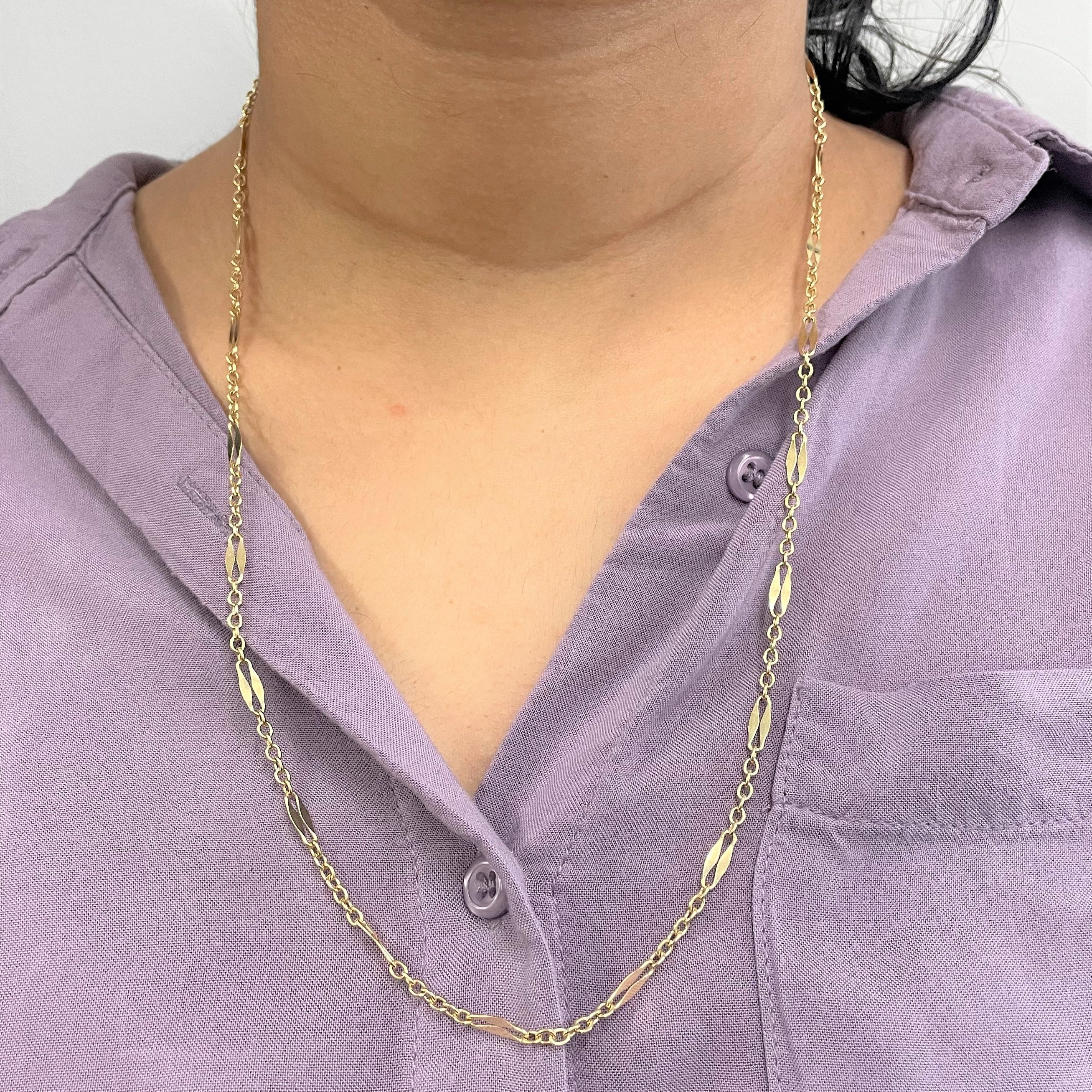 18k Fancy Link Chain Necklace | 22" |
