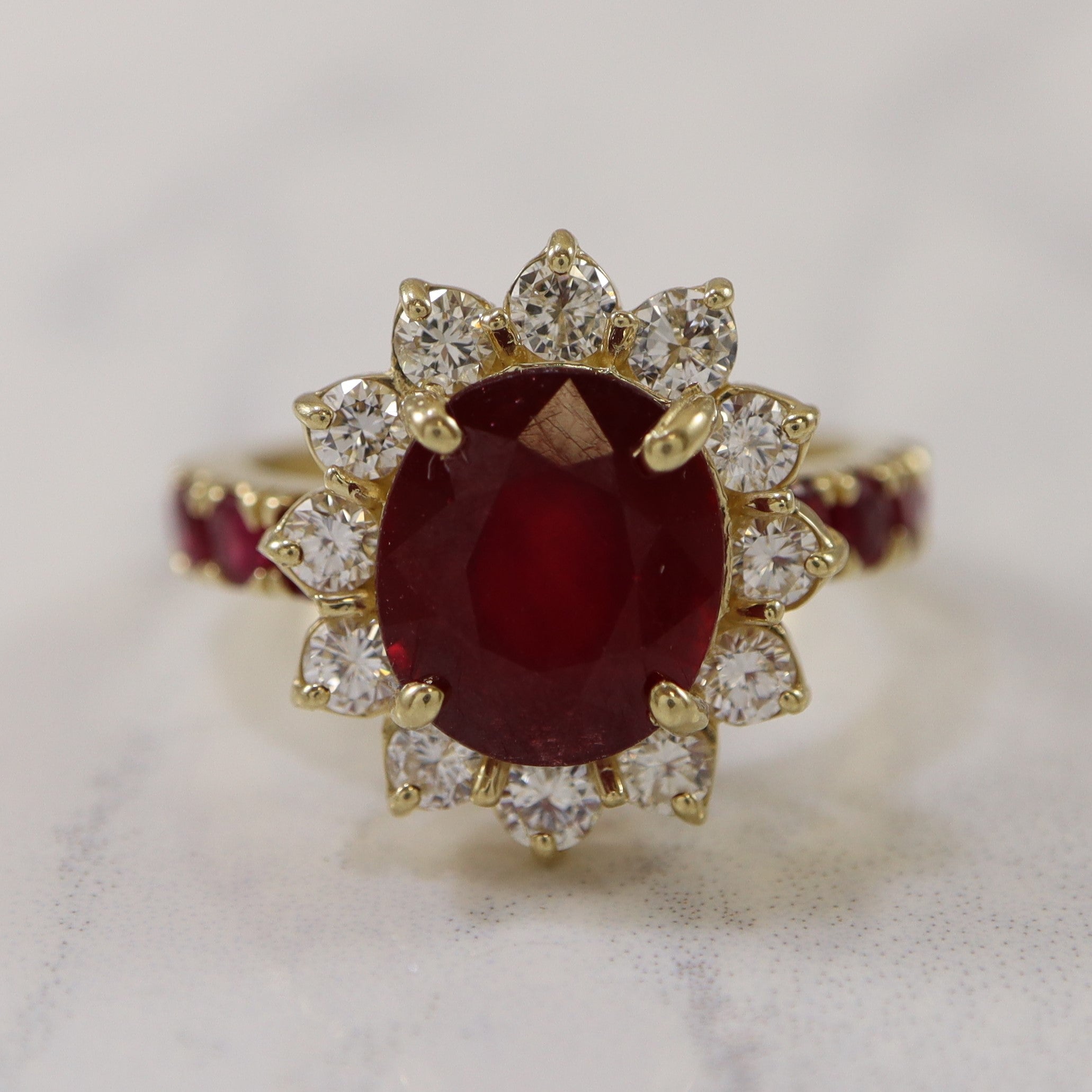 Ruby & Diamond Halo Engagement Ring | 1.08ctw, 5.80ctw | SZ 8.25 |
