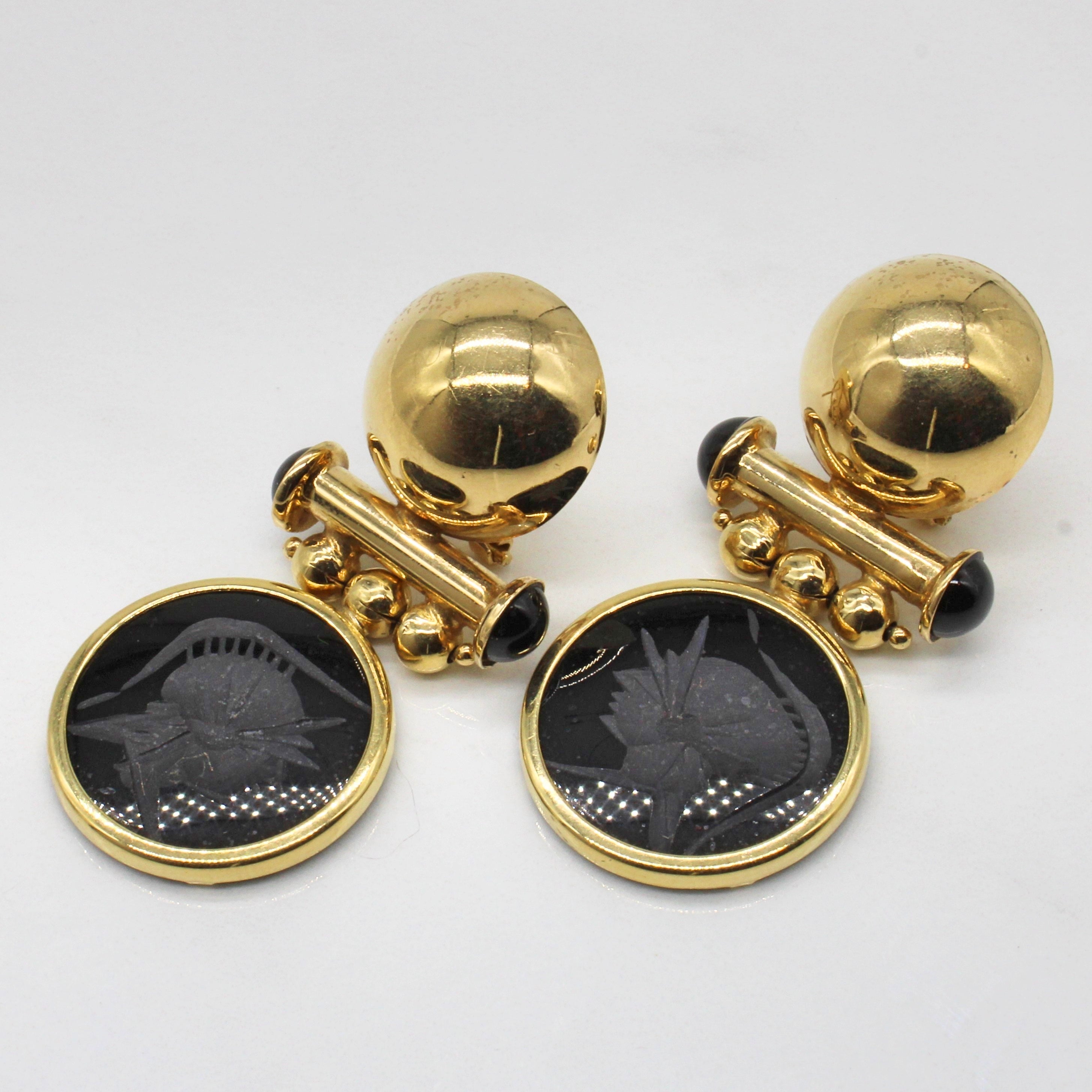 Carved Black Onyx Drop Earrings | 17.00ctw |