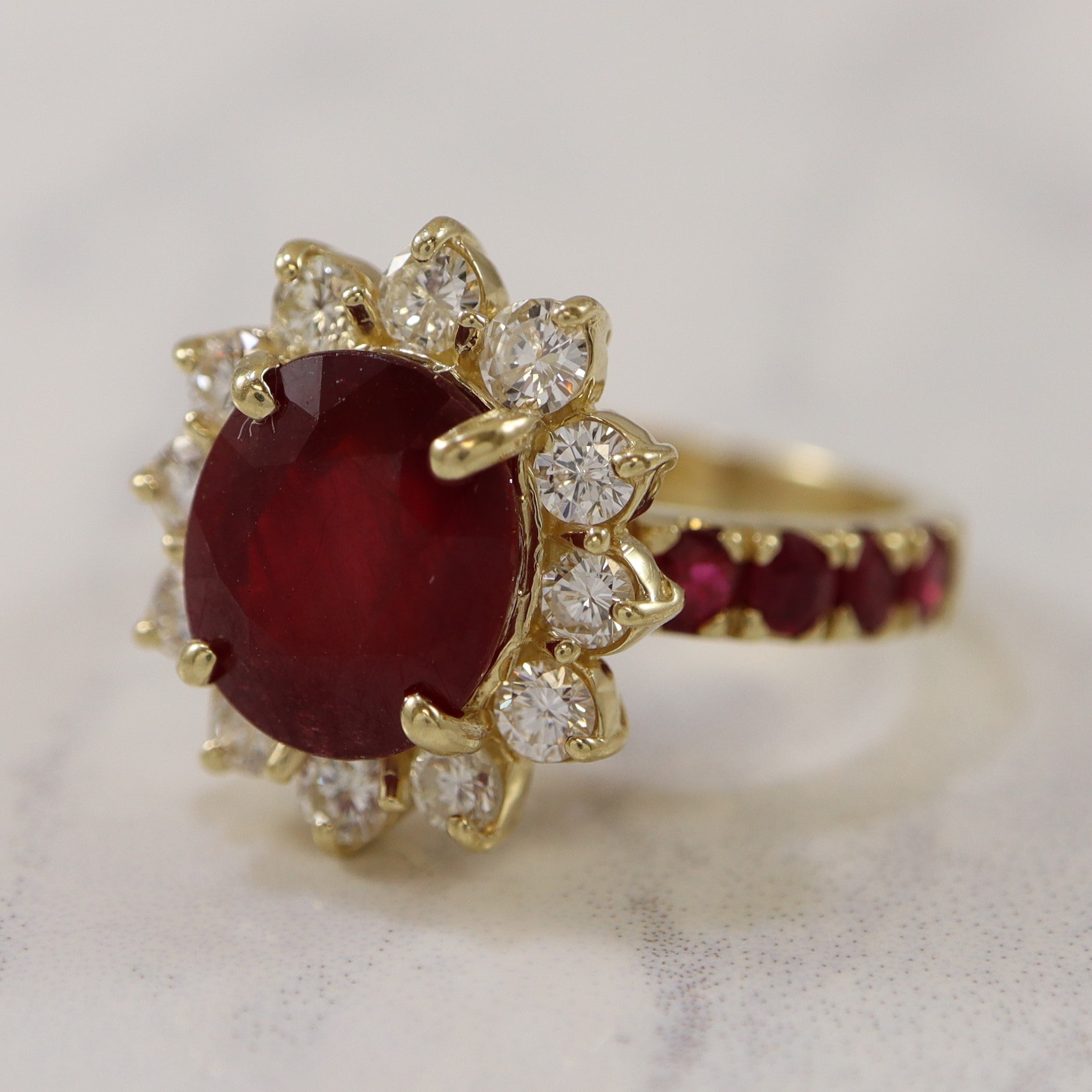 Ruby & Diamond Halo Engagement Ring | 1.08ctw, 5.80ctw | SZ 8.25 |