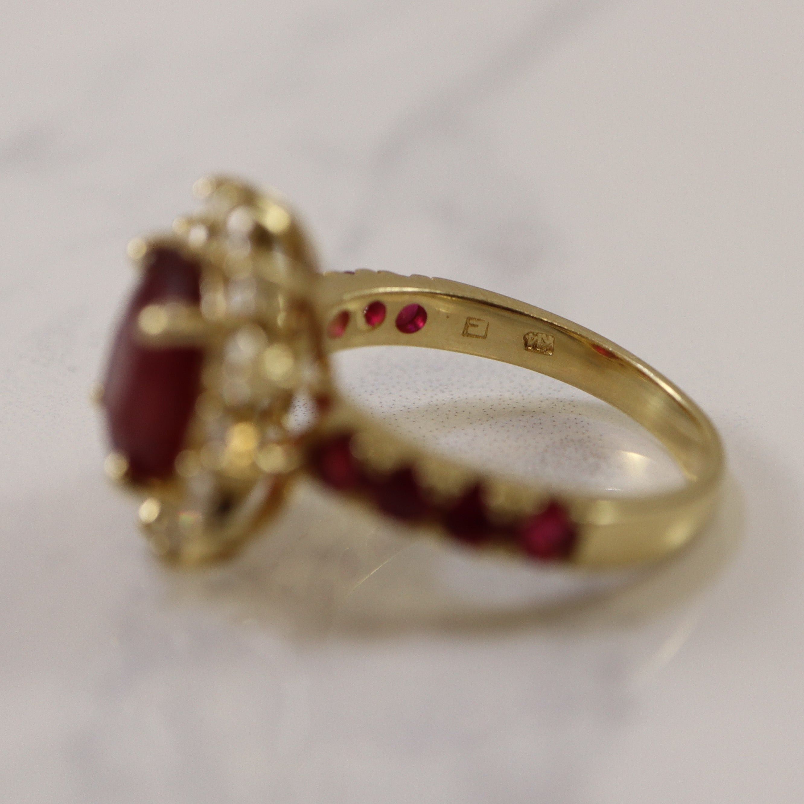 Ruby & Diamond Halo Engagement Ring | 1.08ctw, 5.80ctw | SZ 8.25 |