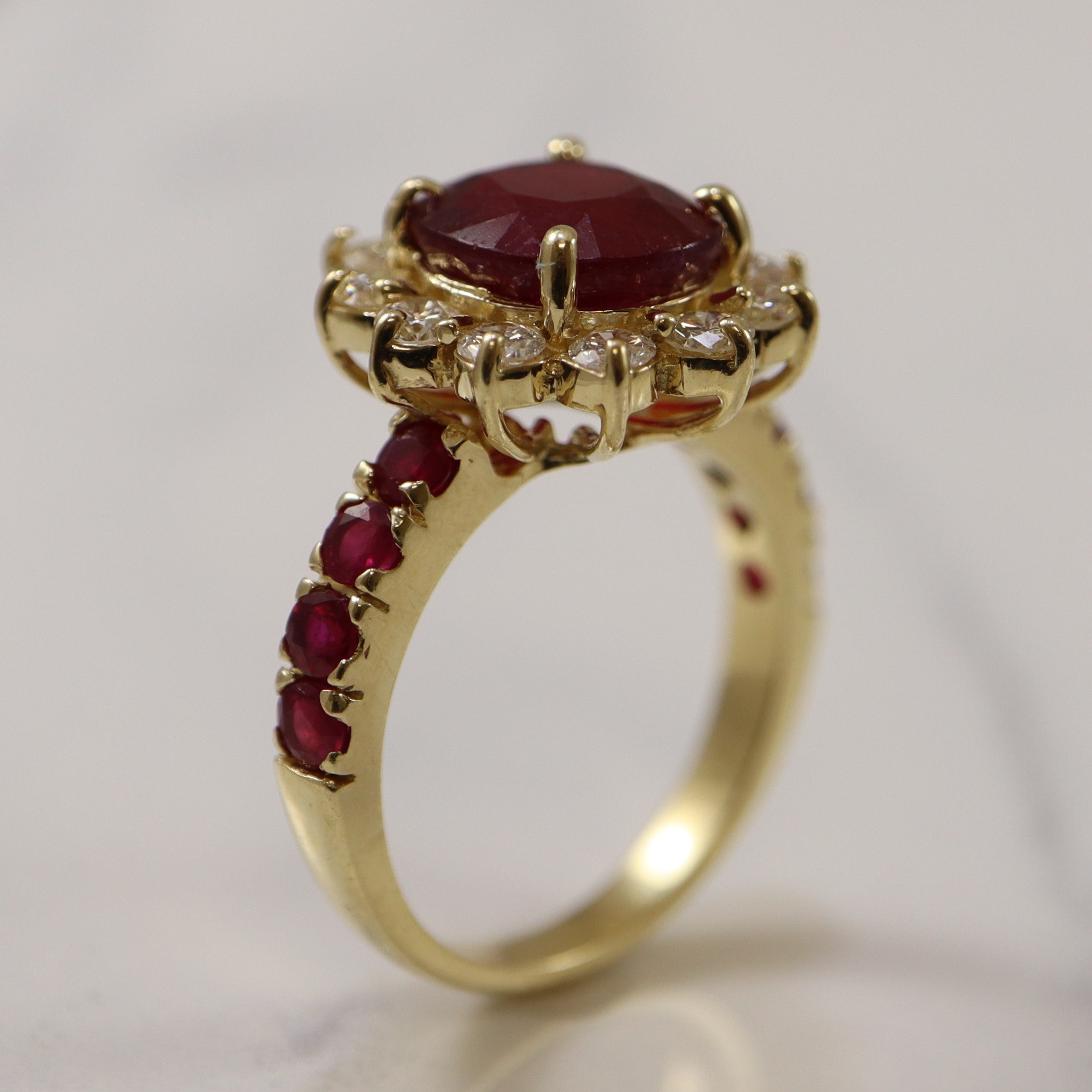 Ruby & Diamond Halo Engagement Ring | 1.08ctw, 5.80ctw | SZ 8.25 |